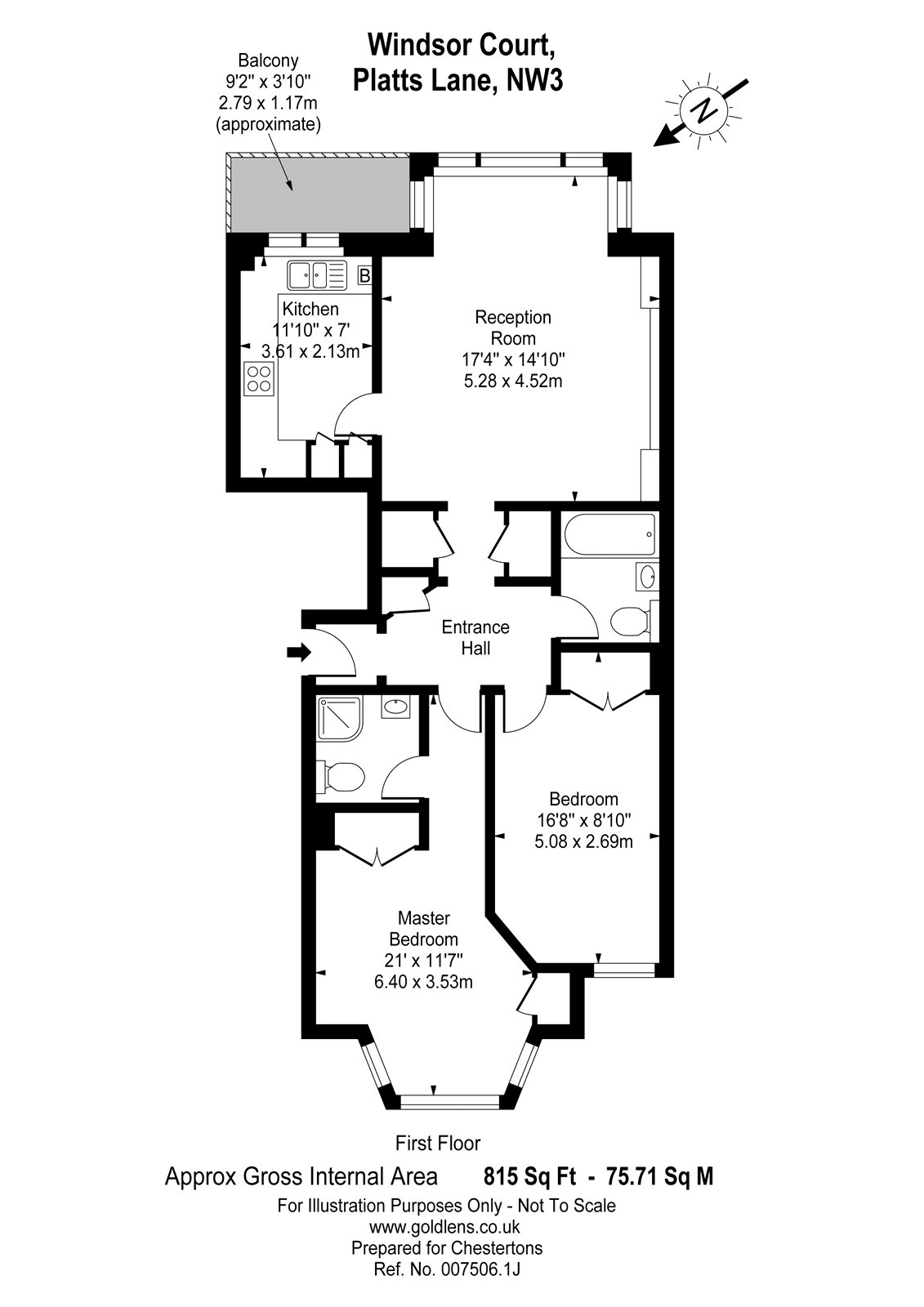 2 Bedrooms Flat to rent in Windsor Court, 14-16 Platts Lane, London NW3