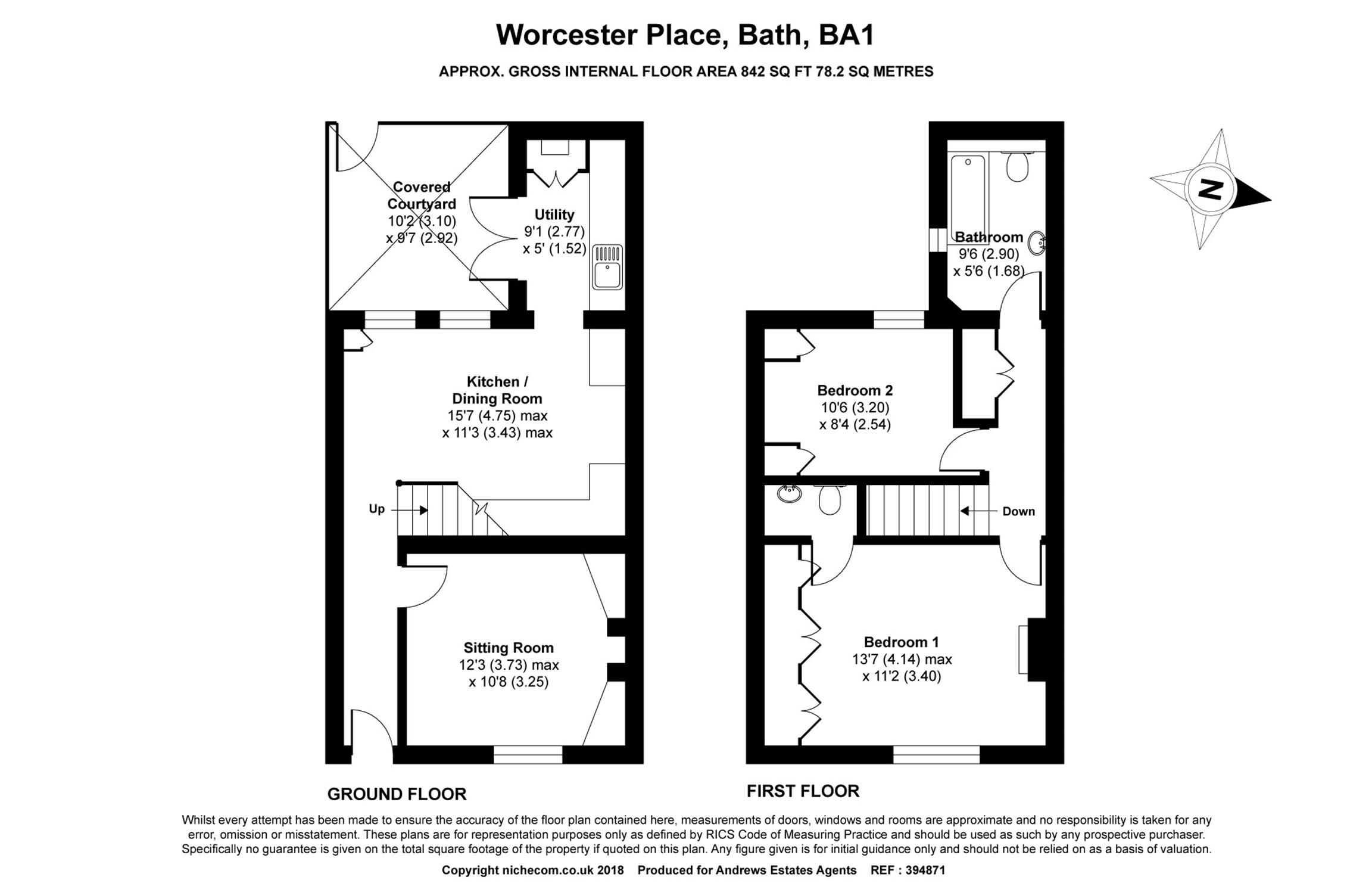 2 Bedrooms Terraced house for sale in Worcester Place, Bath, Somerset BA1