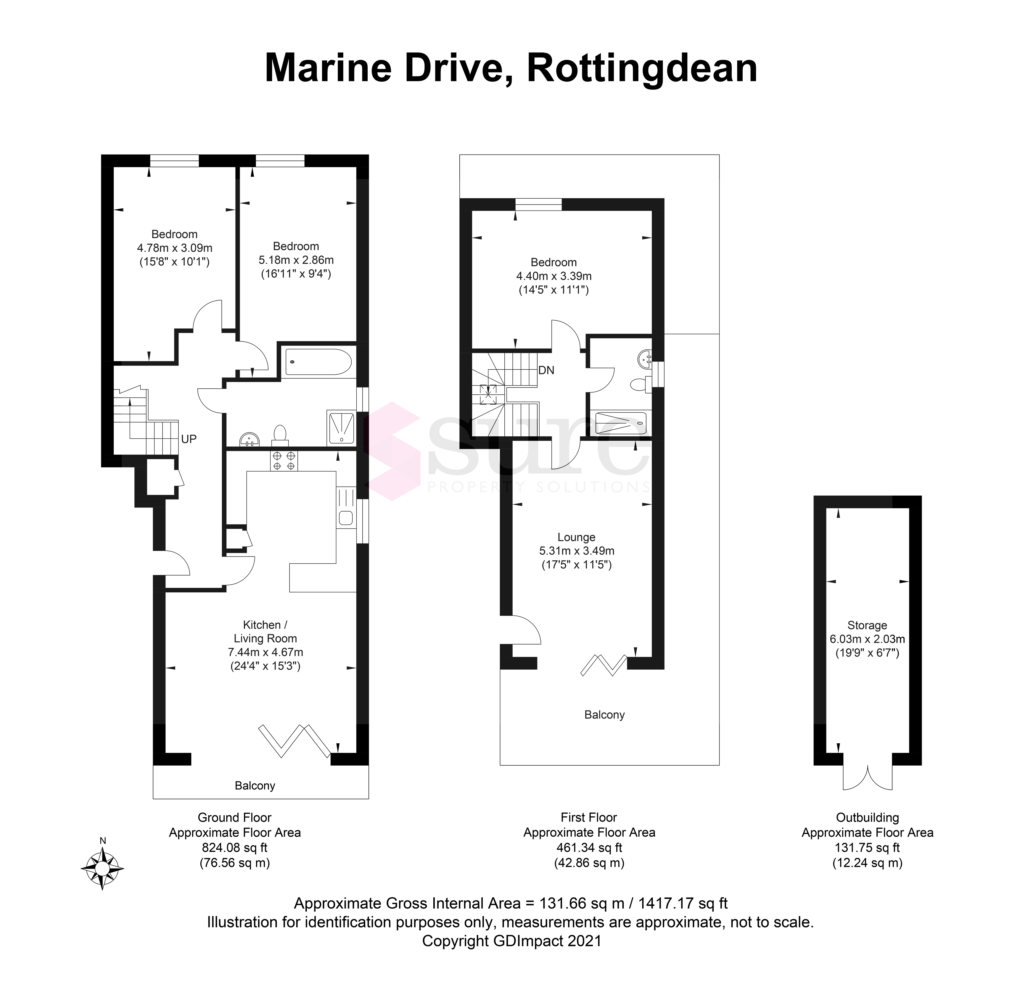 Marine Drive, Rottingdean, Brighton BN2, 3 bedroom flat for sale