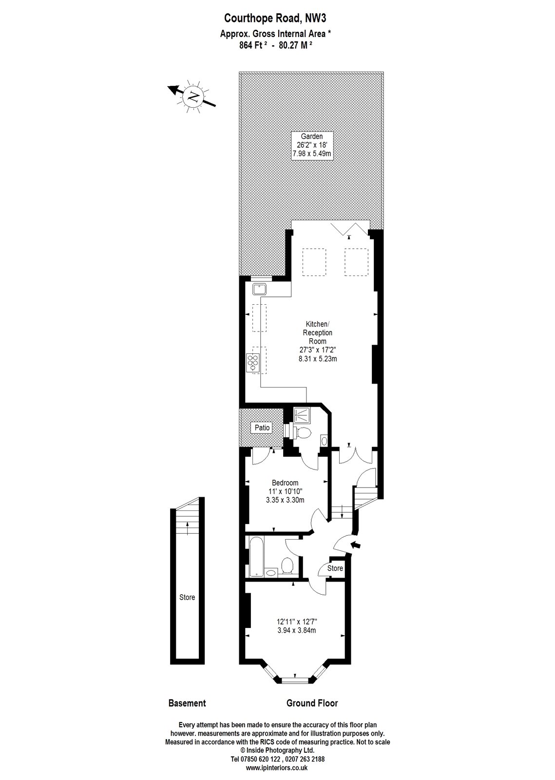 2 Bedrooms Flat to rent in Courthope Road, London NW3