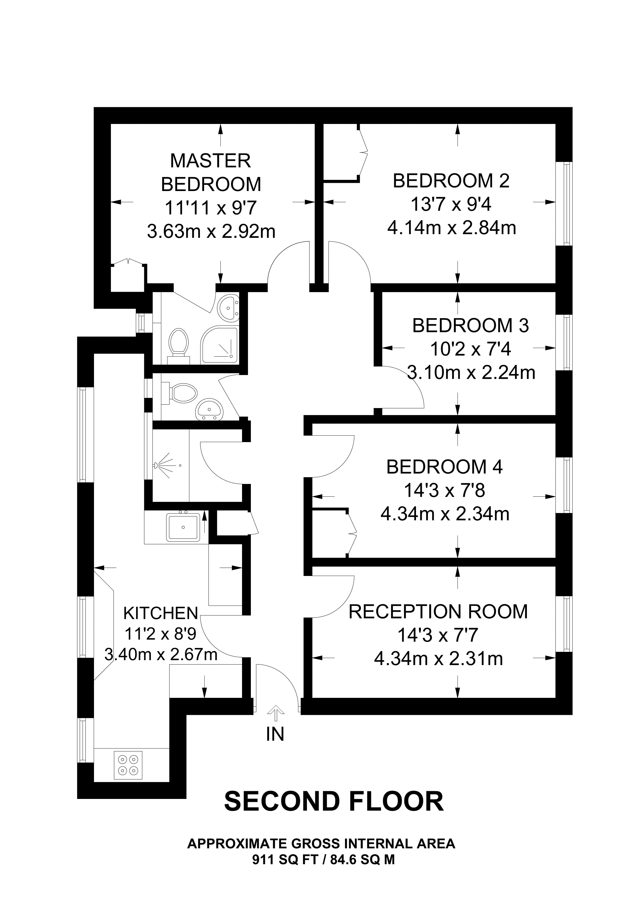 4 Bedrooms Flat to rent in Vincent Square N22, Wood Green,