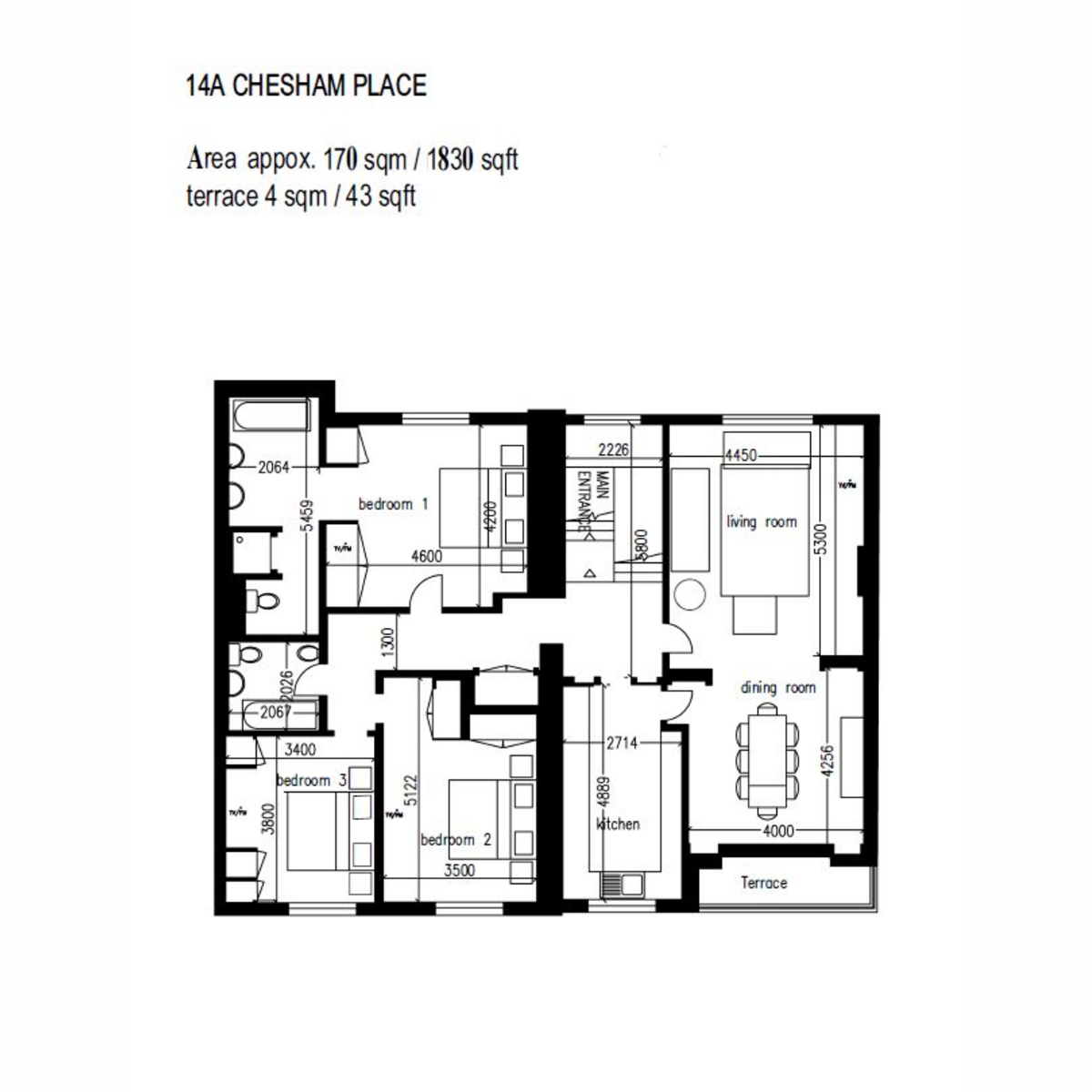 Flat A, 14, Chesham Place, London floorplan