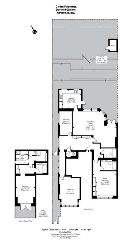 Garden Apartment, 14, Bracknell Gardens, Hampstead floorplan