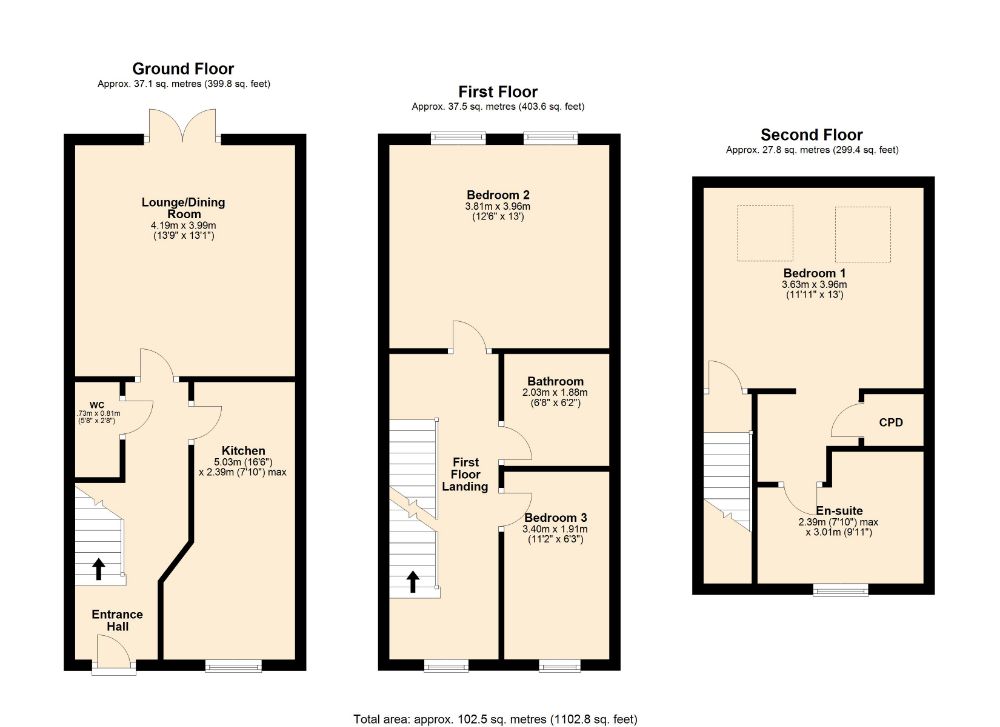 3 Bedrooms Town house for sale in Hidcote Way, Middlemore, Daventry NN11