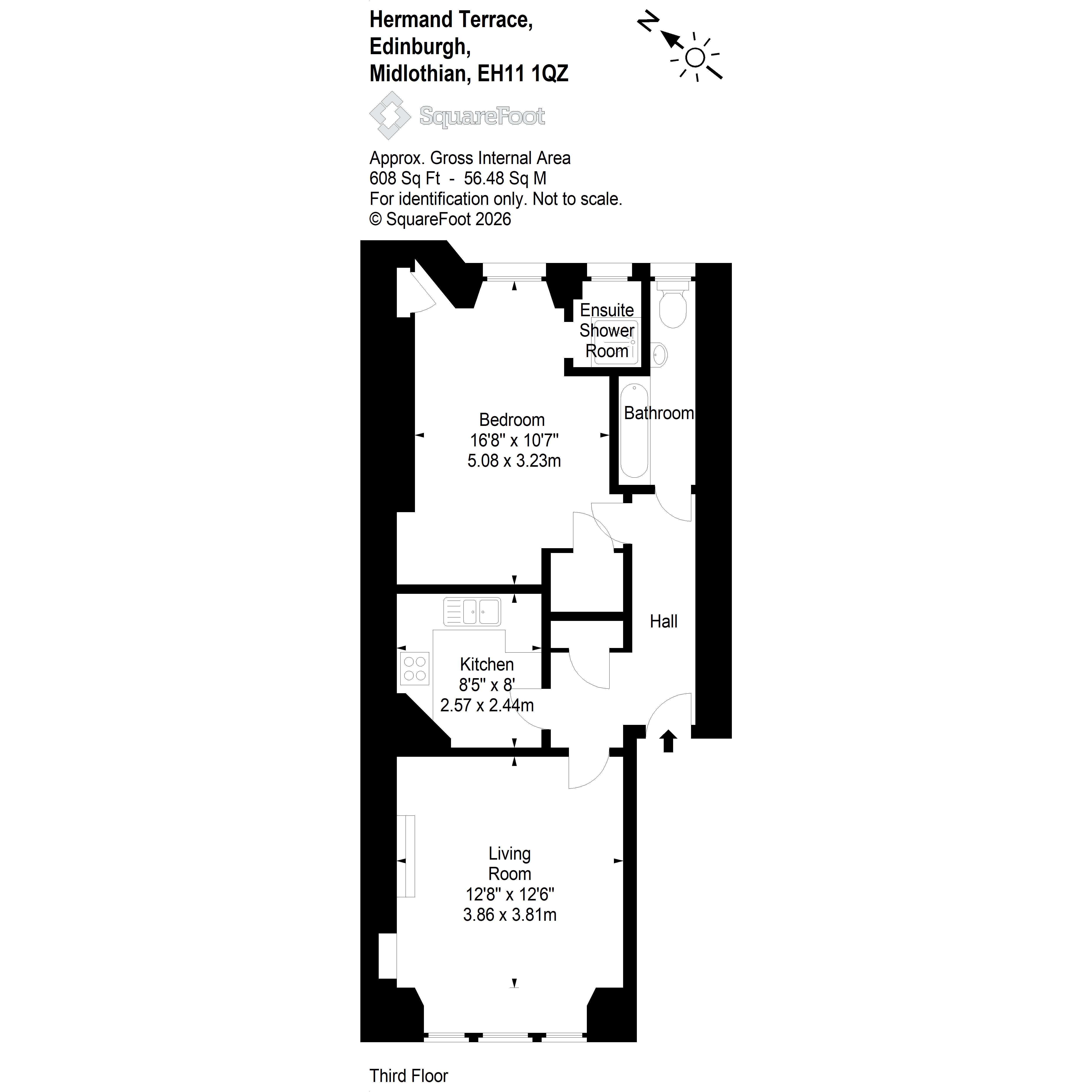 9/8 Hermand Terrace, Edinburgh, EH11 1QZ floorplan