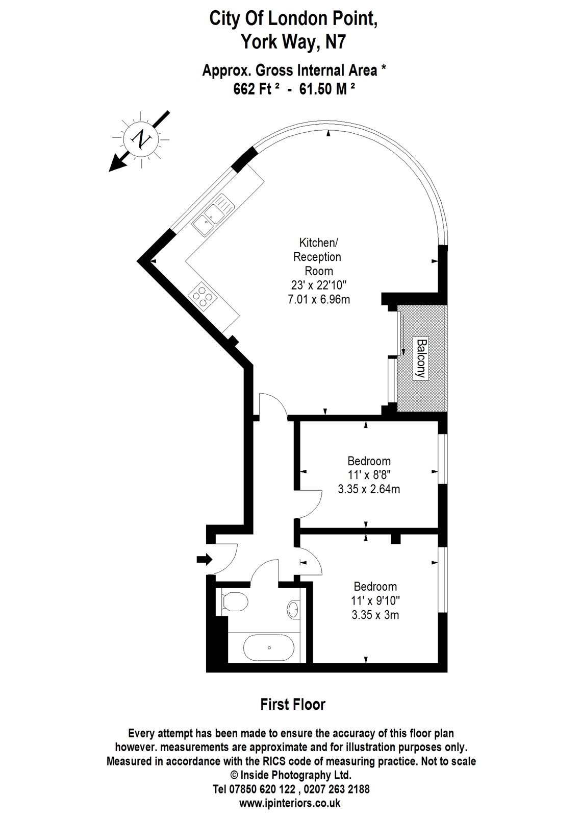 2 Bedrooms Flat to rent in York Way, London N7