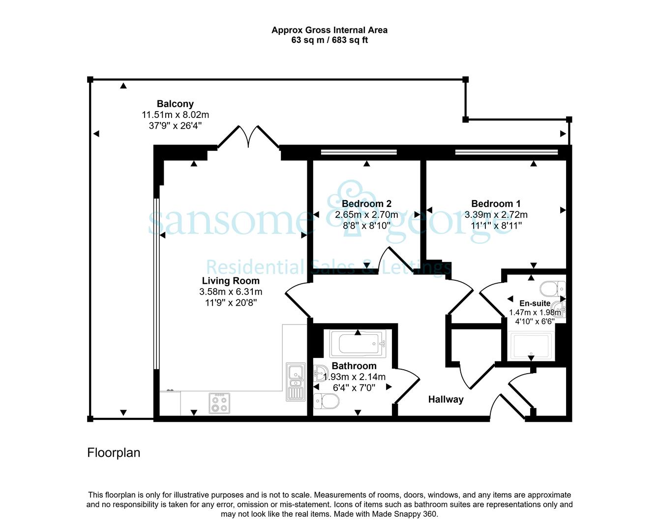 Flat 51 Priory Point, 36, Southcote Lane, Reading floorplan