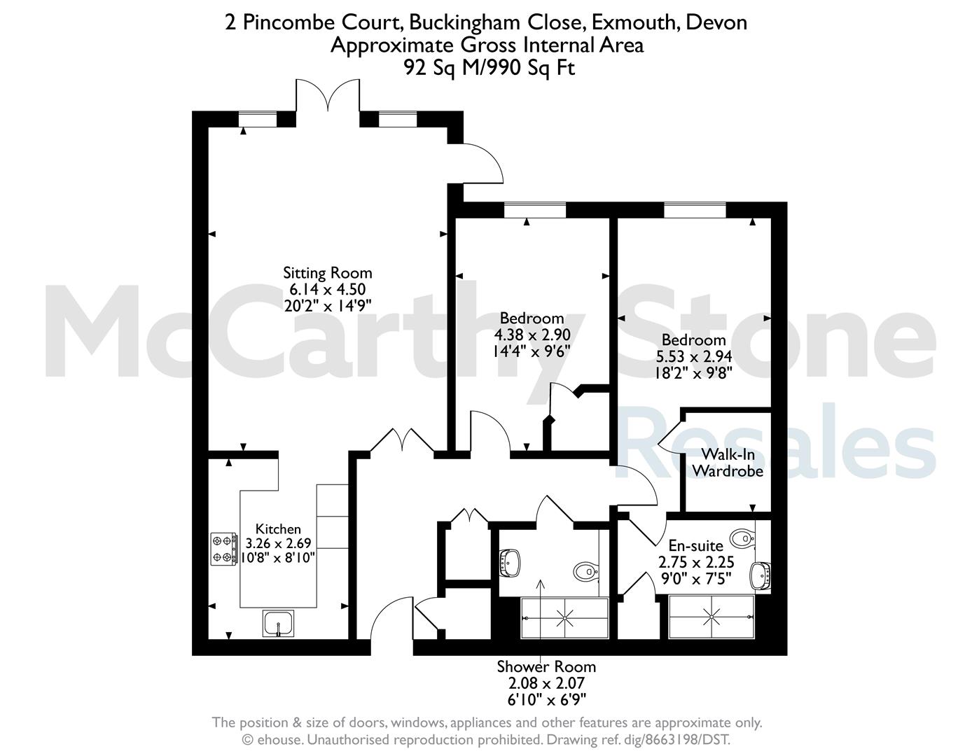 2 Pincombe Court, Buckingham Close, Exmouth floorplan