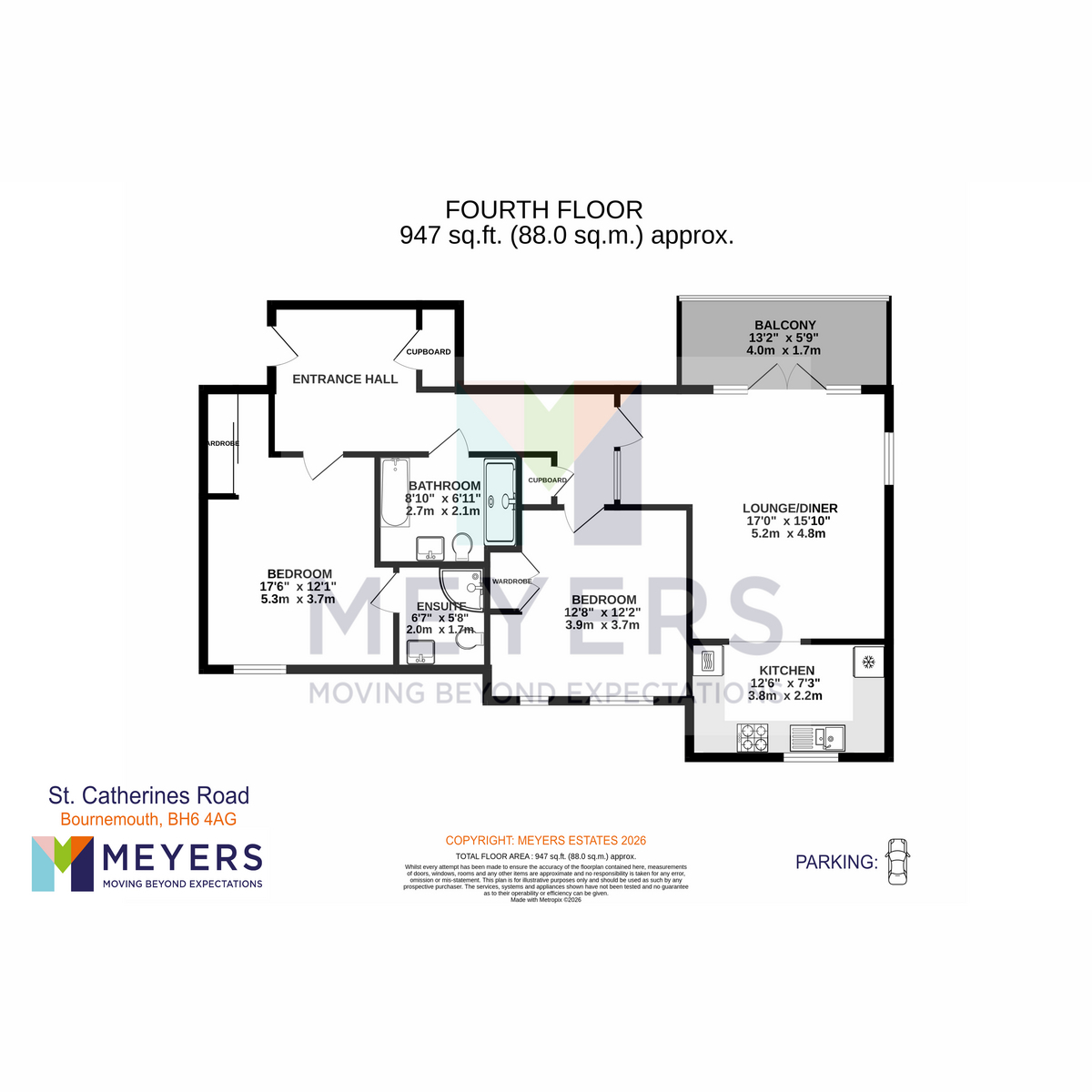 Flat Flat 12, Admirals Point 39-41, St. Catherines Road, Bournemouth floorplan