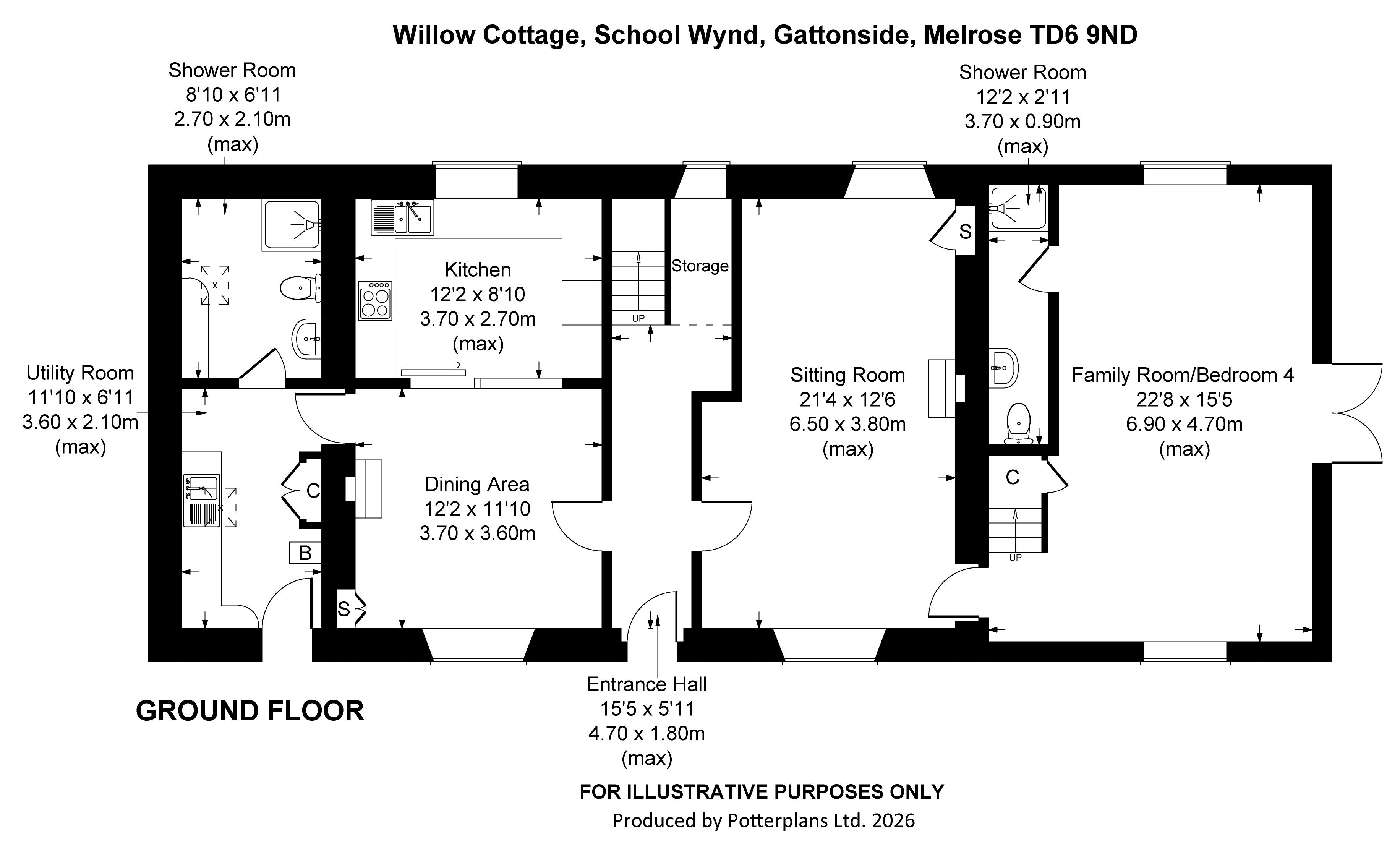 Willow Cottage,, School Wynd, Melrose floorplan