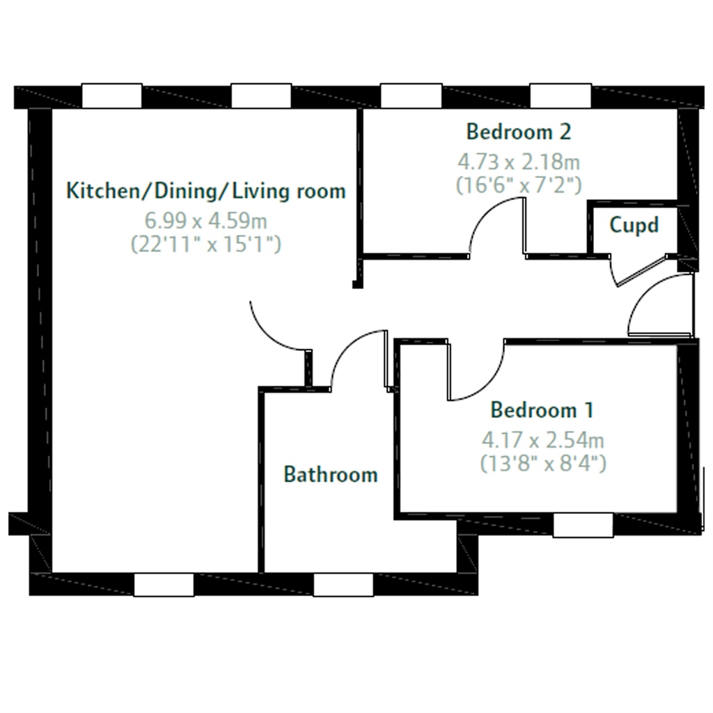 2 Bedrooms Flat for sale in 