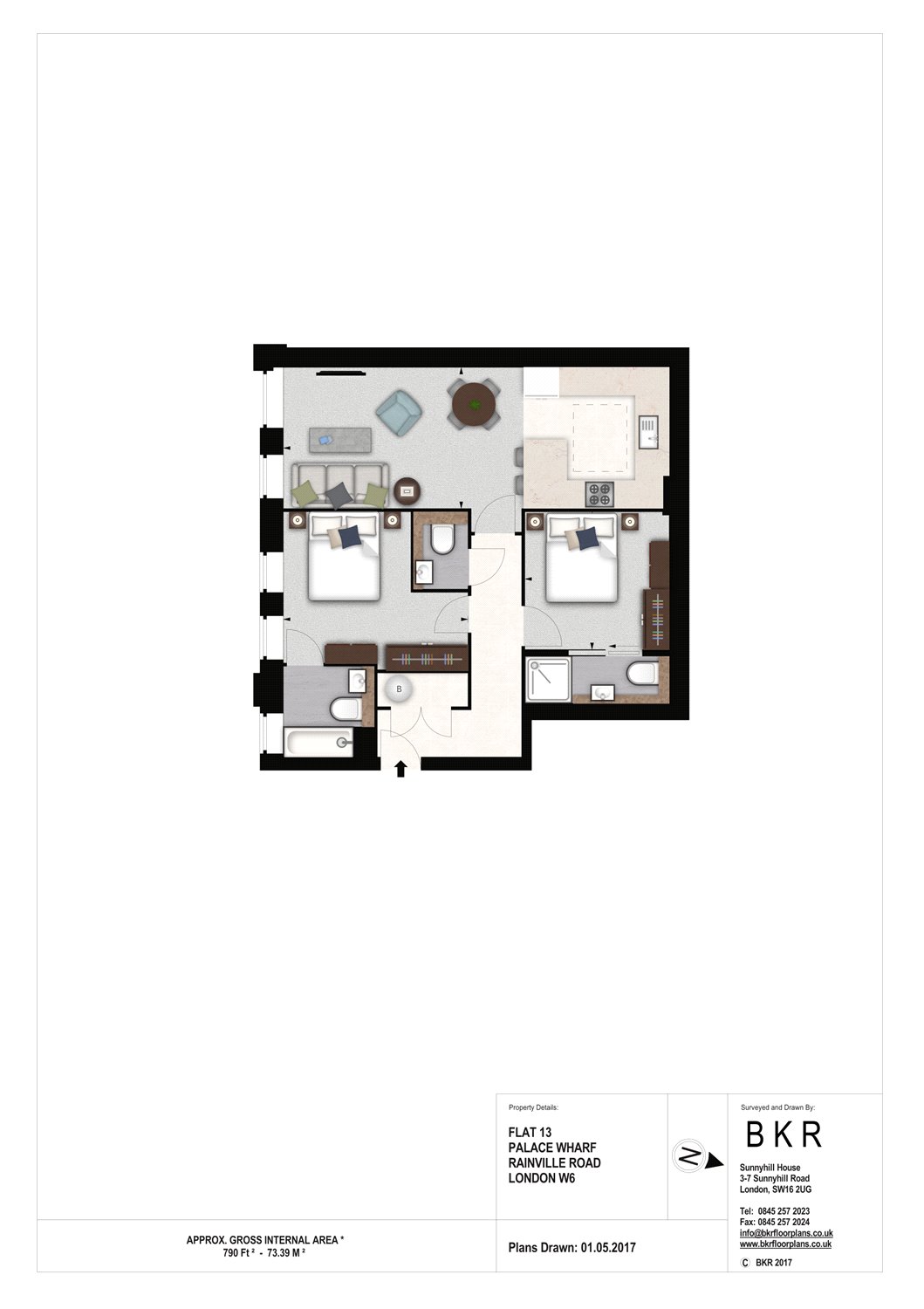 Flat 13, Palace Wharf Apartments, London floorplan