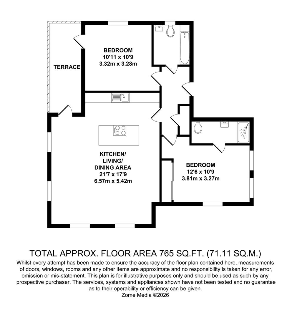Flat 1, Alexander House, 21, Baddlesmere Drive, Kings Hill floorplan