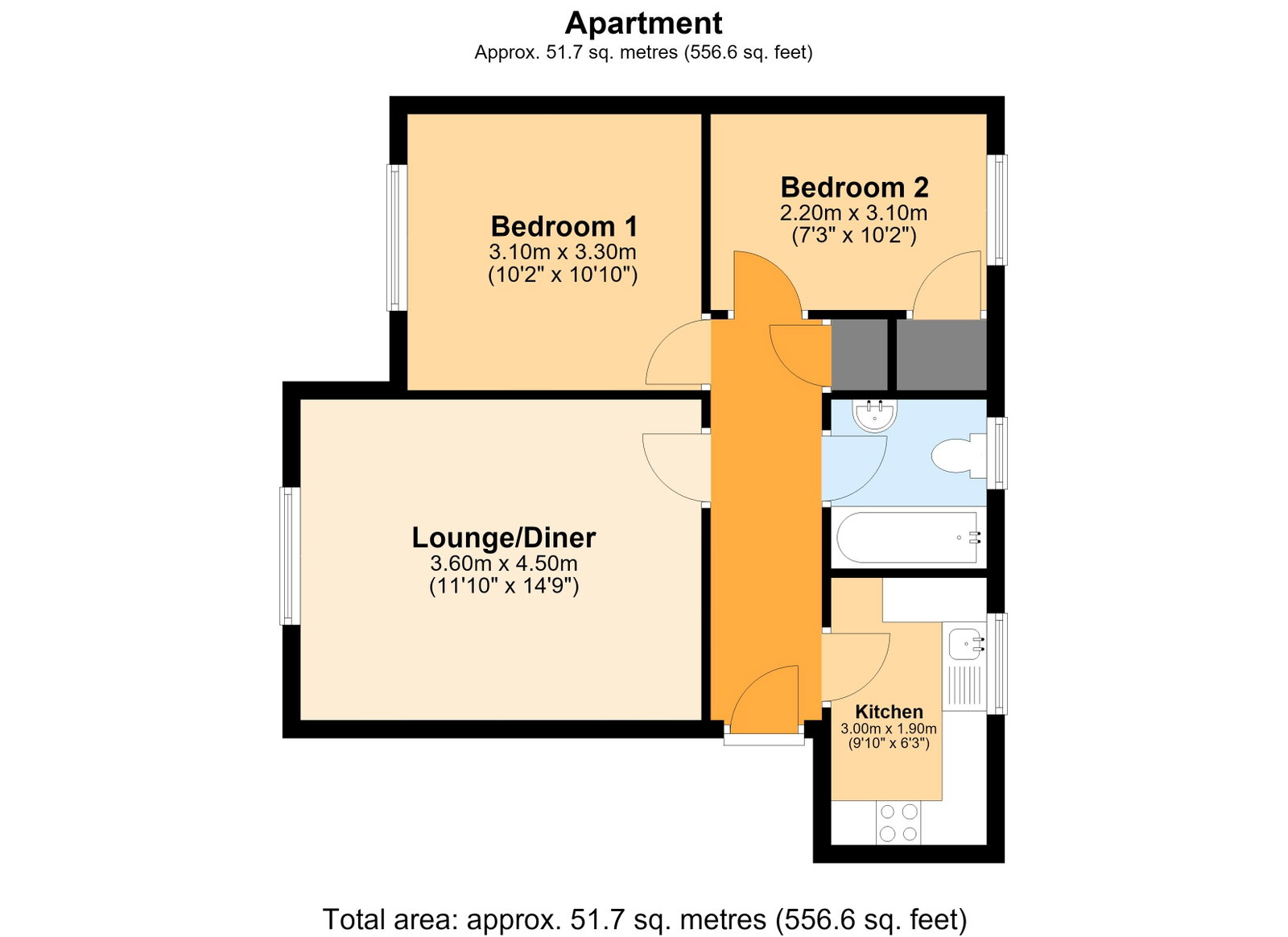 49,Flat E, Small Meadow Court, Caerphilly floorplan
