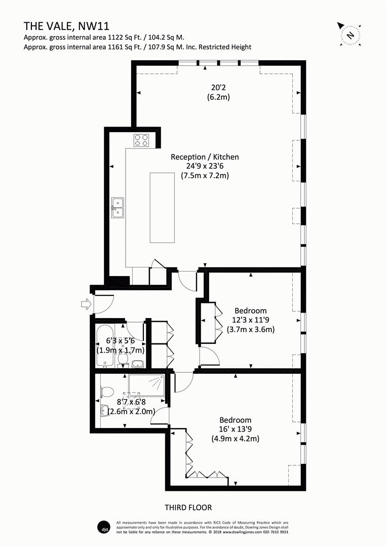 2 Bedrooms Flat to rent in The Vale, London NW11