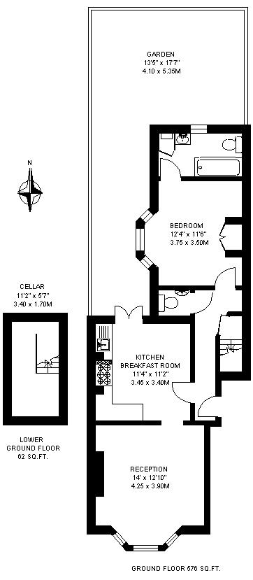 1 Bedrooms Flat to rent in Warriner Gardens, London SW11