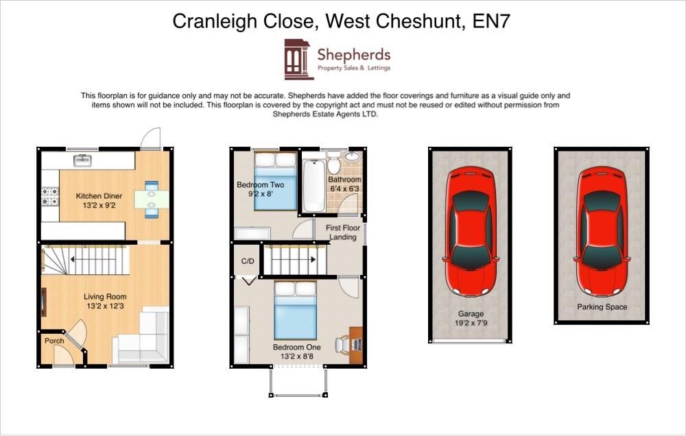 Cranleigh Close, West Cheshunt EN7, 2 bedroom end terrace house for
