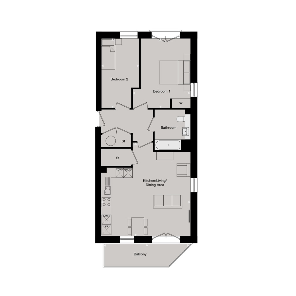 East Bridge - Plot 106, The Tramworks, 679 High Road, North Finchley floorplan