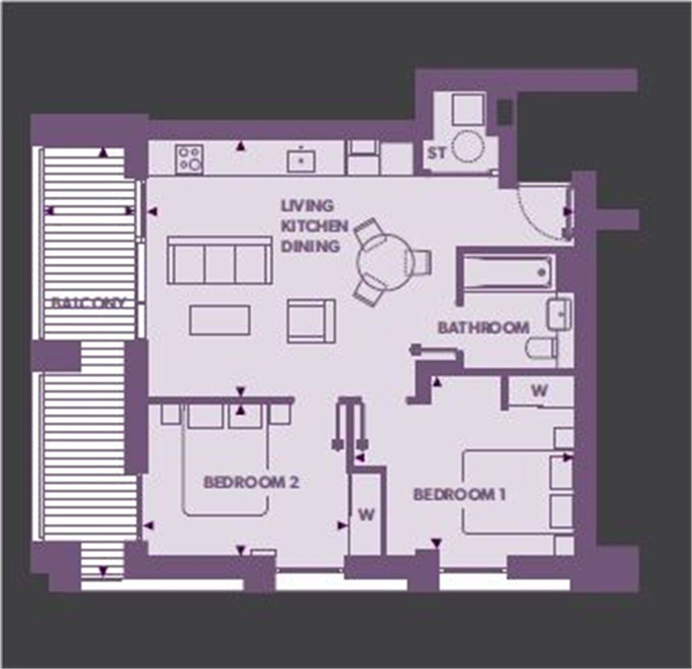 Flat 150, Vita Apartments, Croydon floorplan