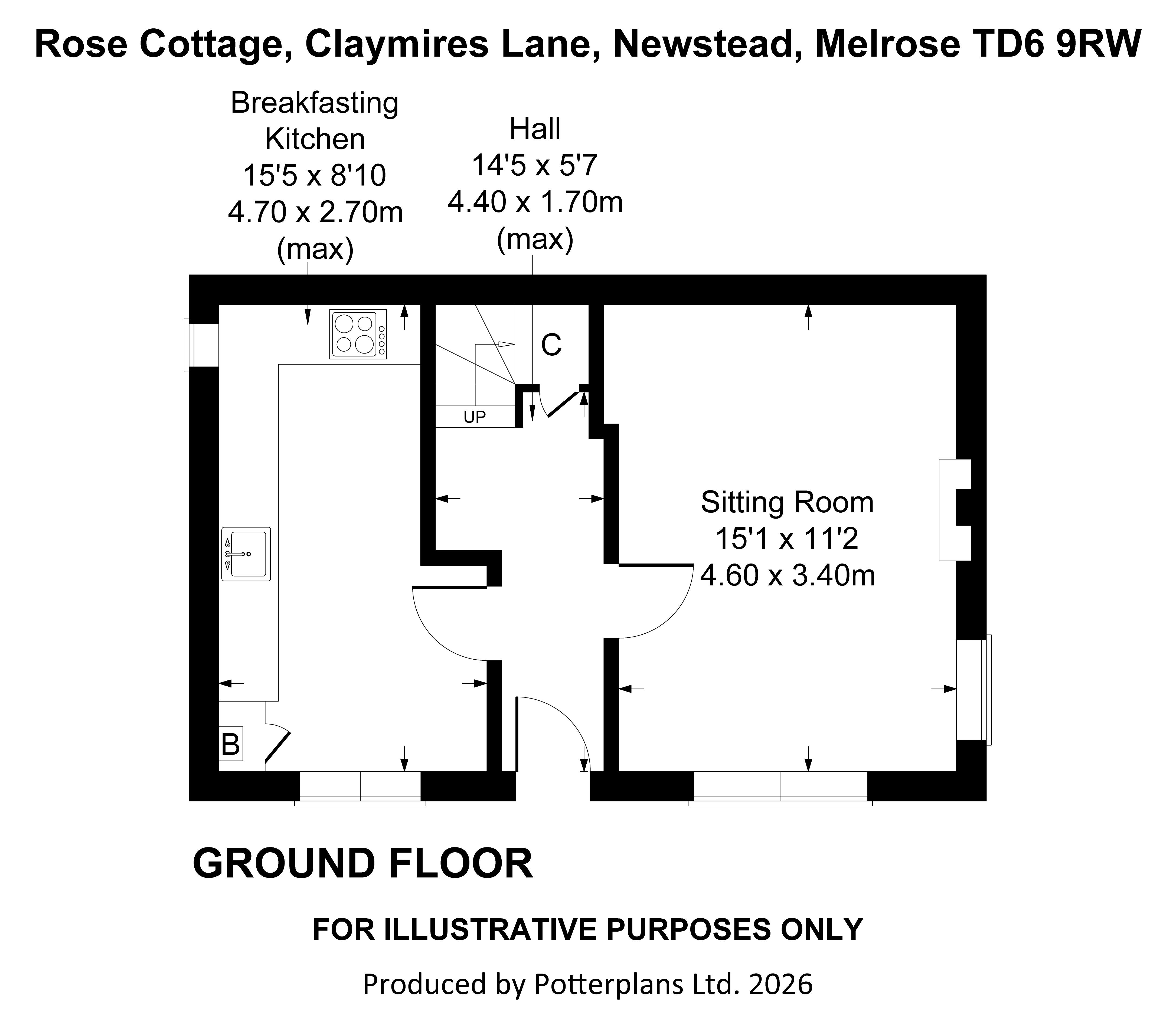 Rose Cottage,, Claymires Lane, Melrose floorplan