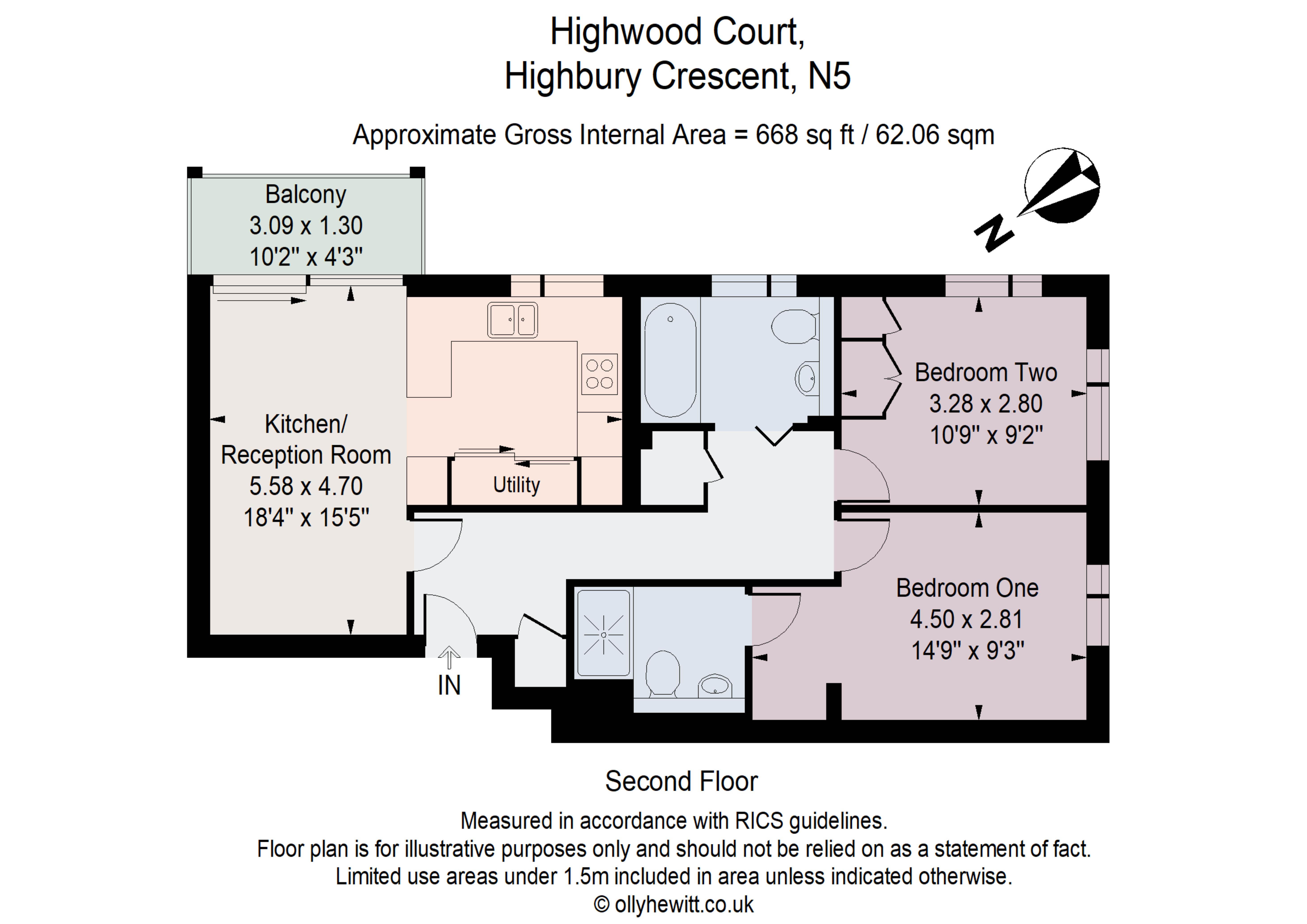 Flat 6,, Highwood Court, London floorplan