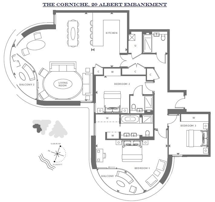 3 Bedrooms Flat to rent in The Corniche, 20 Albert Embankment, South Bank SE1