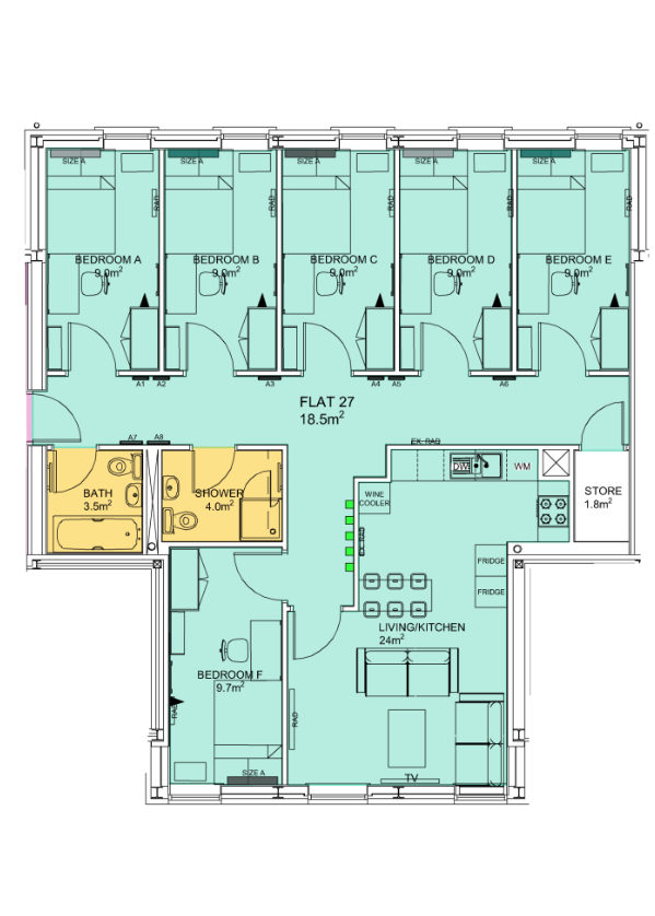 Flat 27, Anolha House, Stepney Lane, Newcastle upon Tyne floorplan
