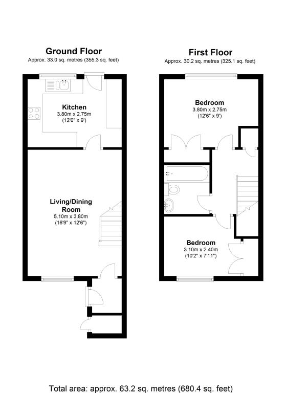 2 Bedrooms Terraced house to rent in Bishopswood, Goldsworth Pk GU21