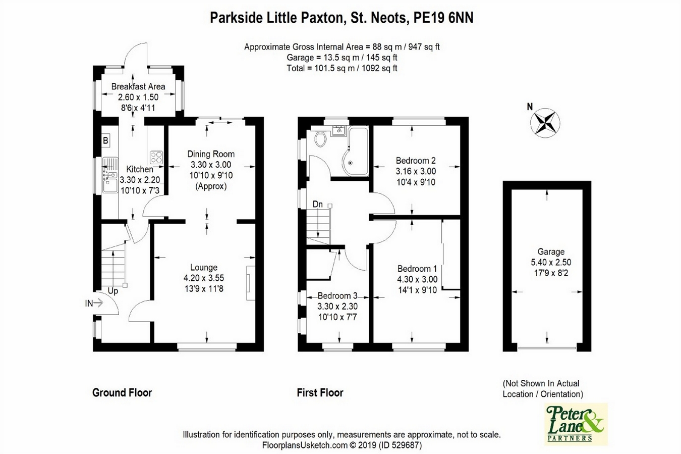 3 Bedrooms Semi-detached house for sale in Little Paxton, St Neots, Cambridgeshire PE19