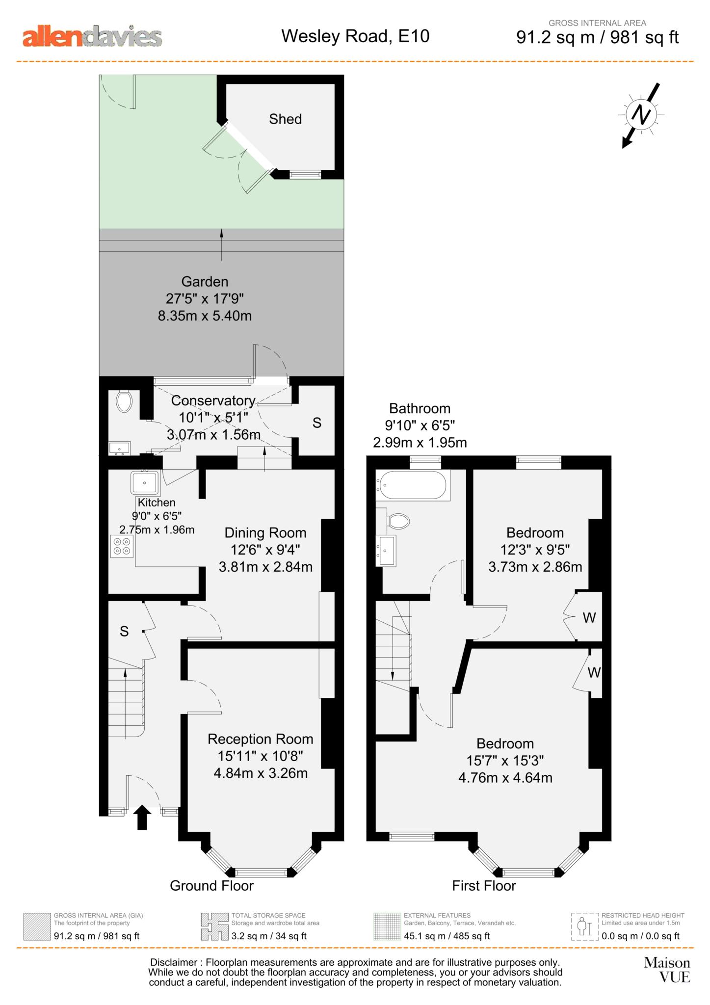 10, Wesley Road, London floorplan