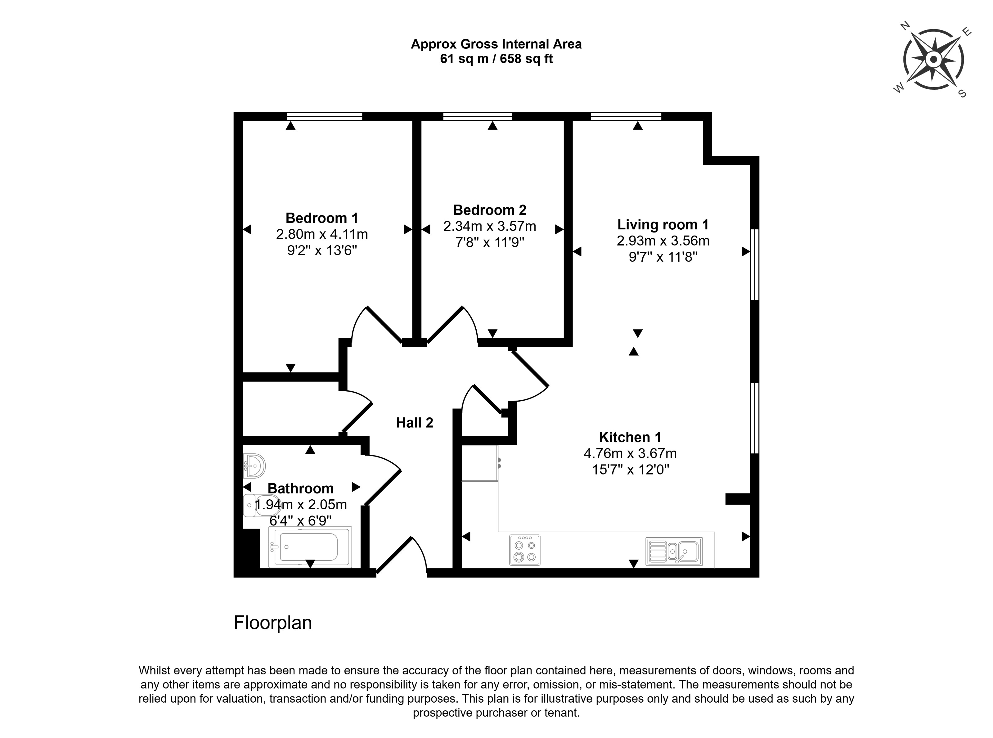 Flat 3 Flynn House, Woodside Close, Bagshot, GU19 5FS floorplan