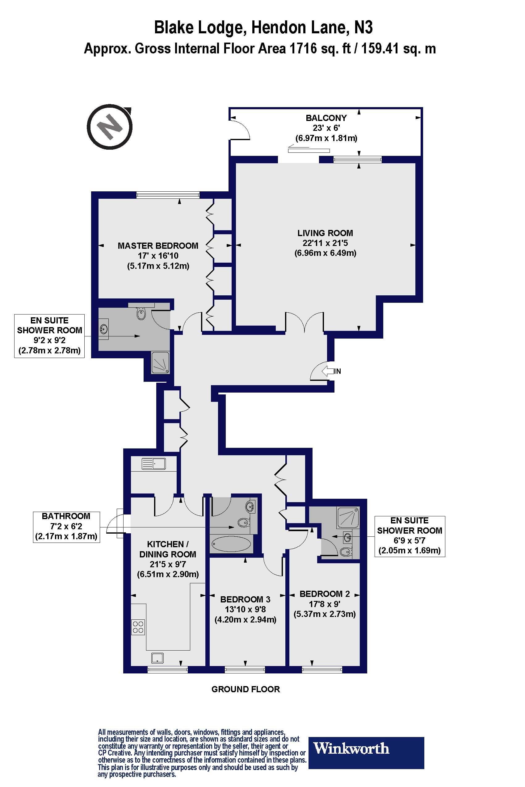 Flat 1, Blake Lodge, 64, Hendon Lane, London floorplan