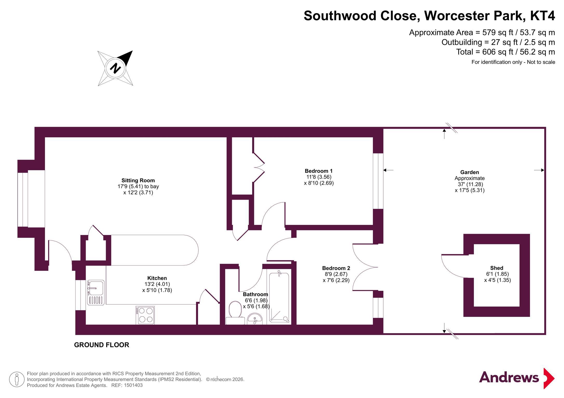 37, Southwood Close, Worcester Park floorplan