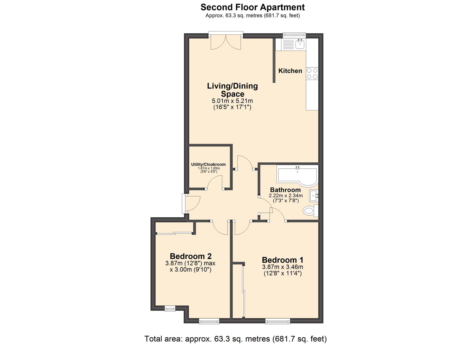 Flat 22, Parkside Apts, Sheffield floorplan