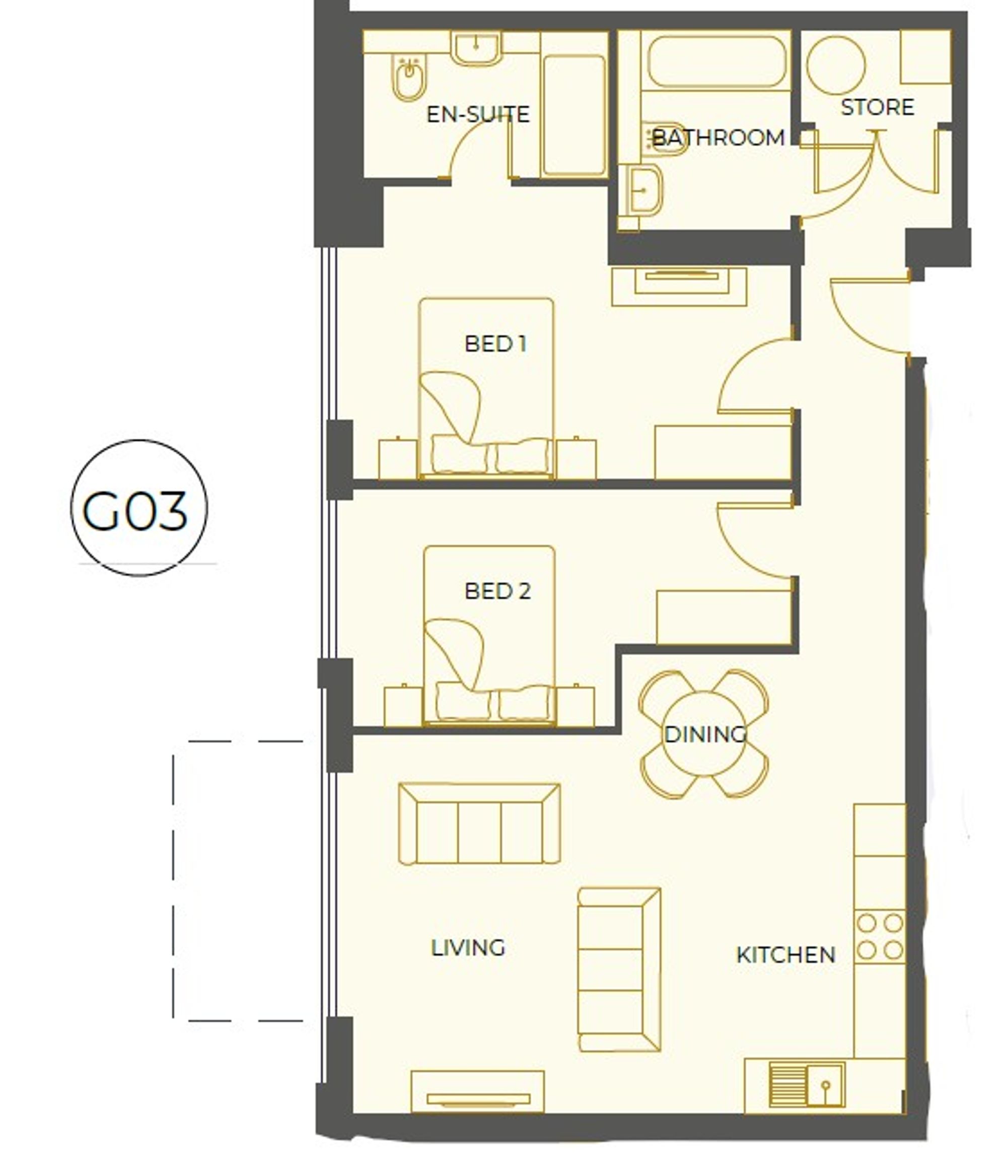 Apt G03, Sale Point, Sale floorplan