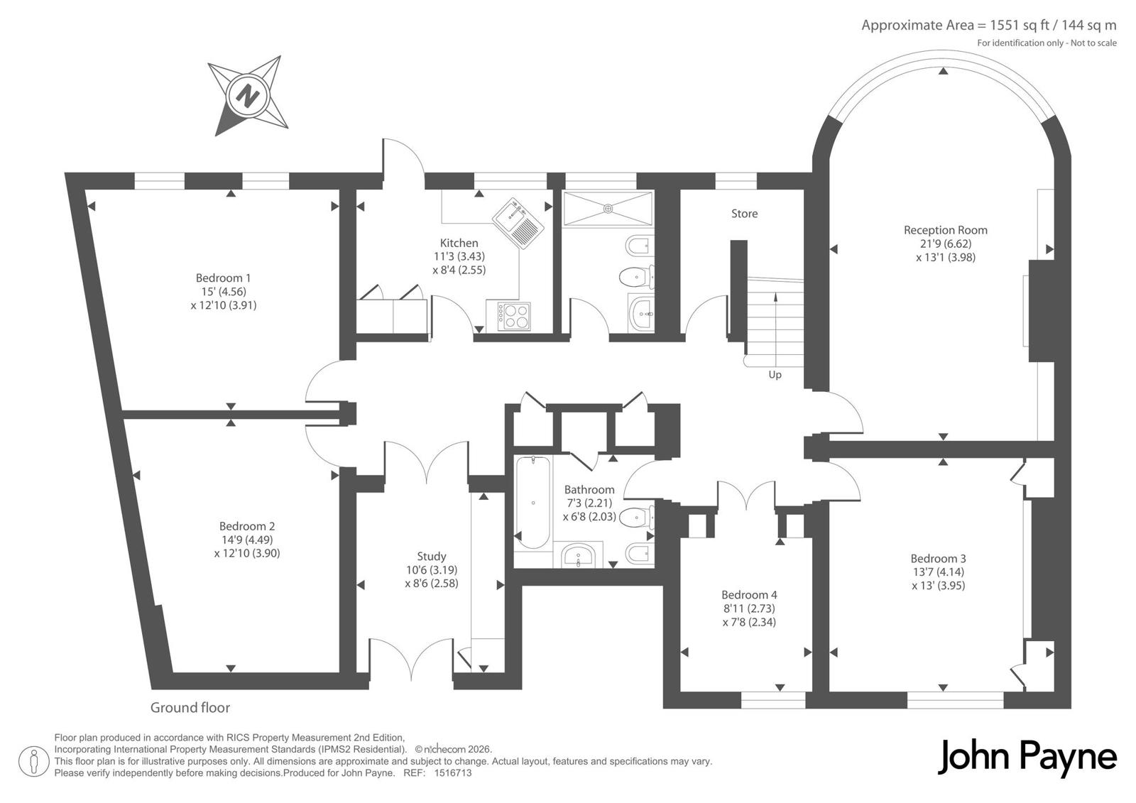 Flat 1, 1, The Paragon, London floorplan