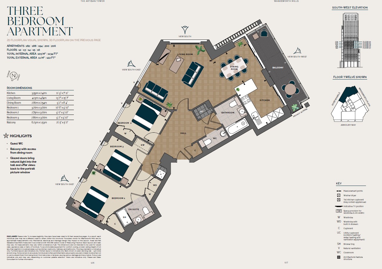 Plot 200 Wandsworth Mills, 93, Artisan Tower, London floorplan