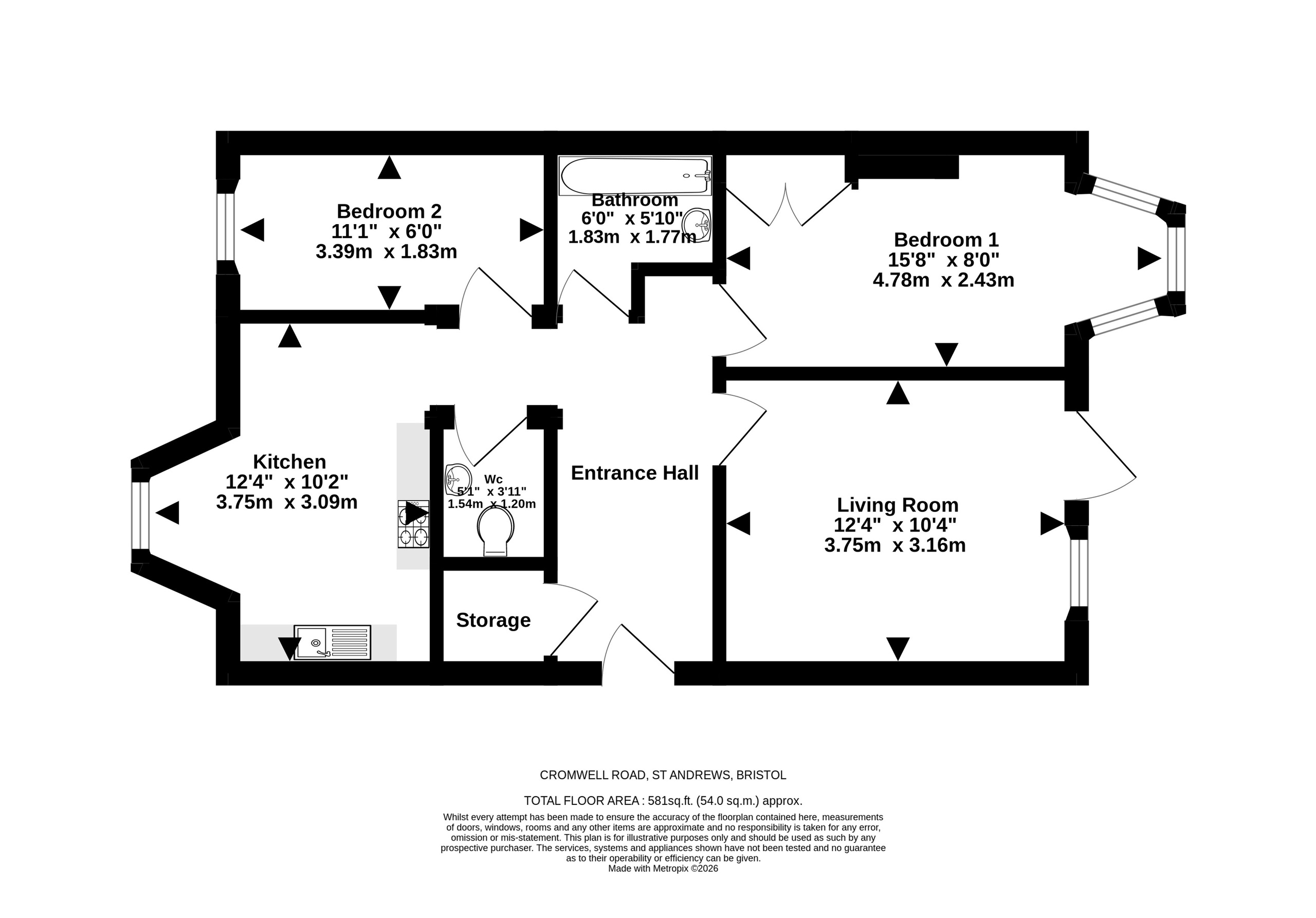 Garden Flat, 127 Cromwell Road, Bristol floorplan