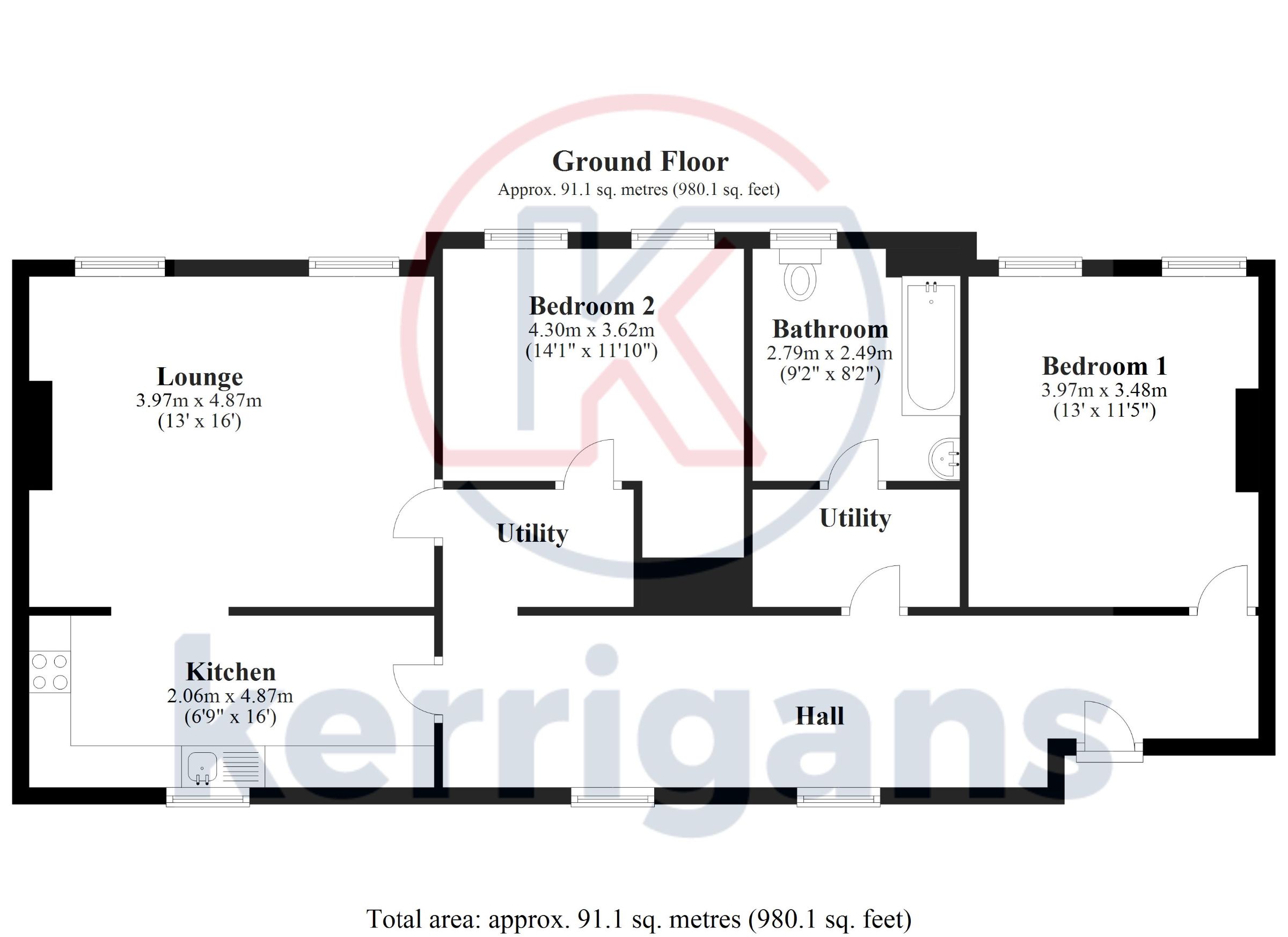 2 King George Apartments, Stainforth floorplan