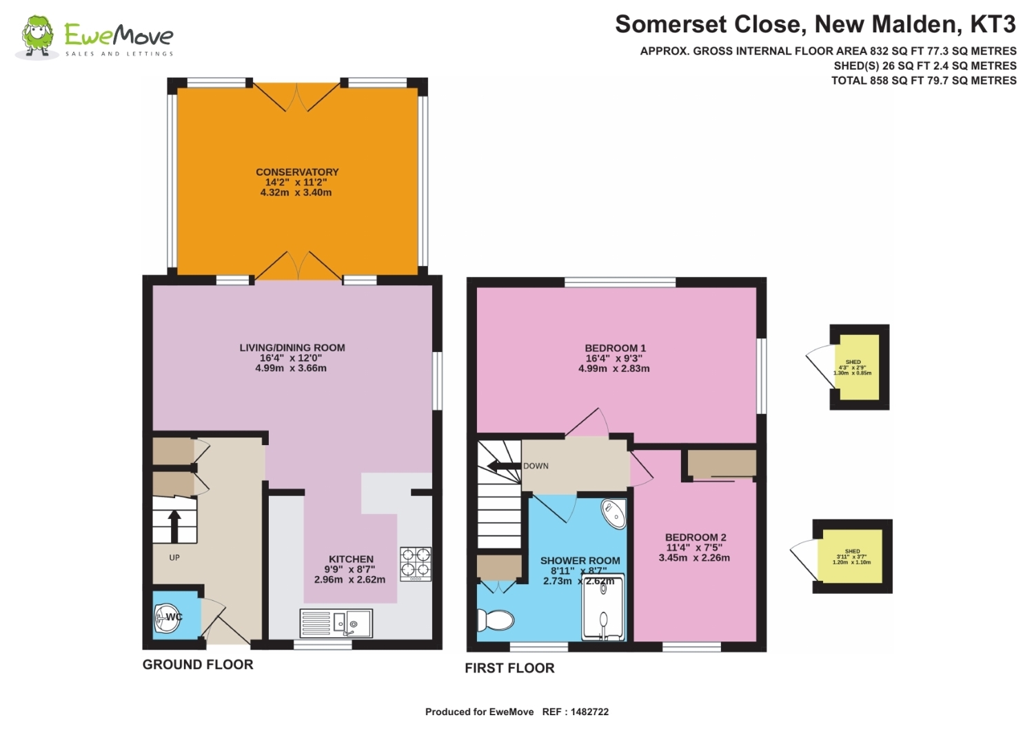 87, Somerset Close, New Malden floorplan