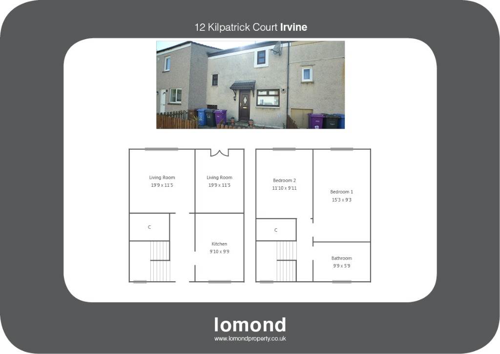 2 Bedrooms Terraced house for sale in Kilpatrick Court, Irvine, North Ayrshire KA11