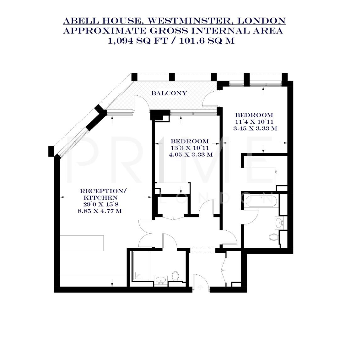 91, Abell House, Westminster floorplan