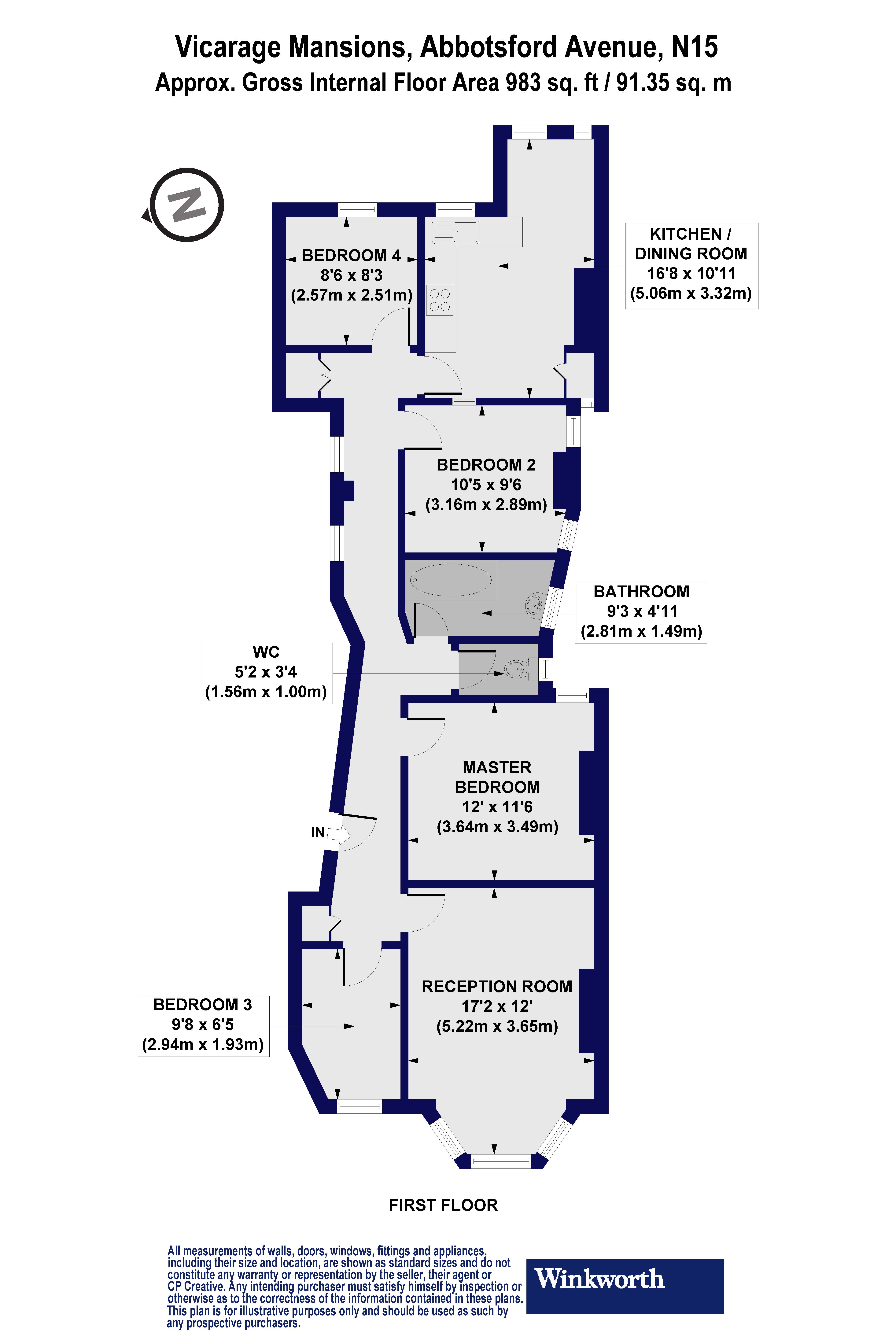 Flat 1c,, Vicarage Mansions, London floorplan
