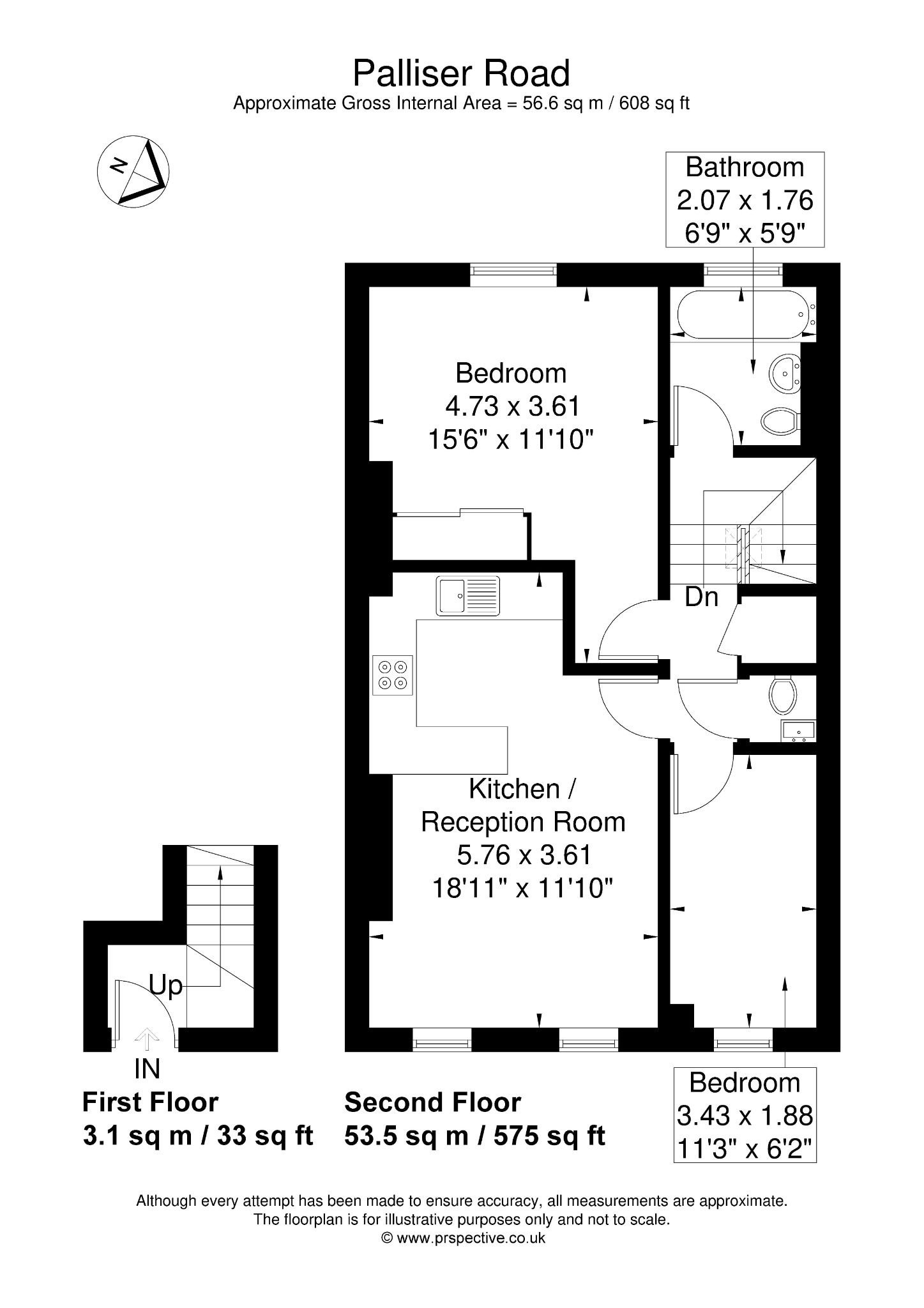 19 Palliser Road, top floor flat, Greater London floorplan