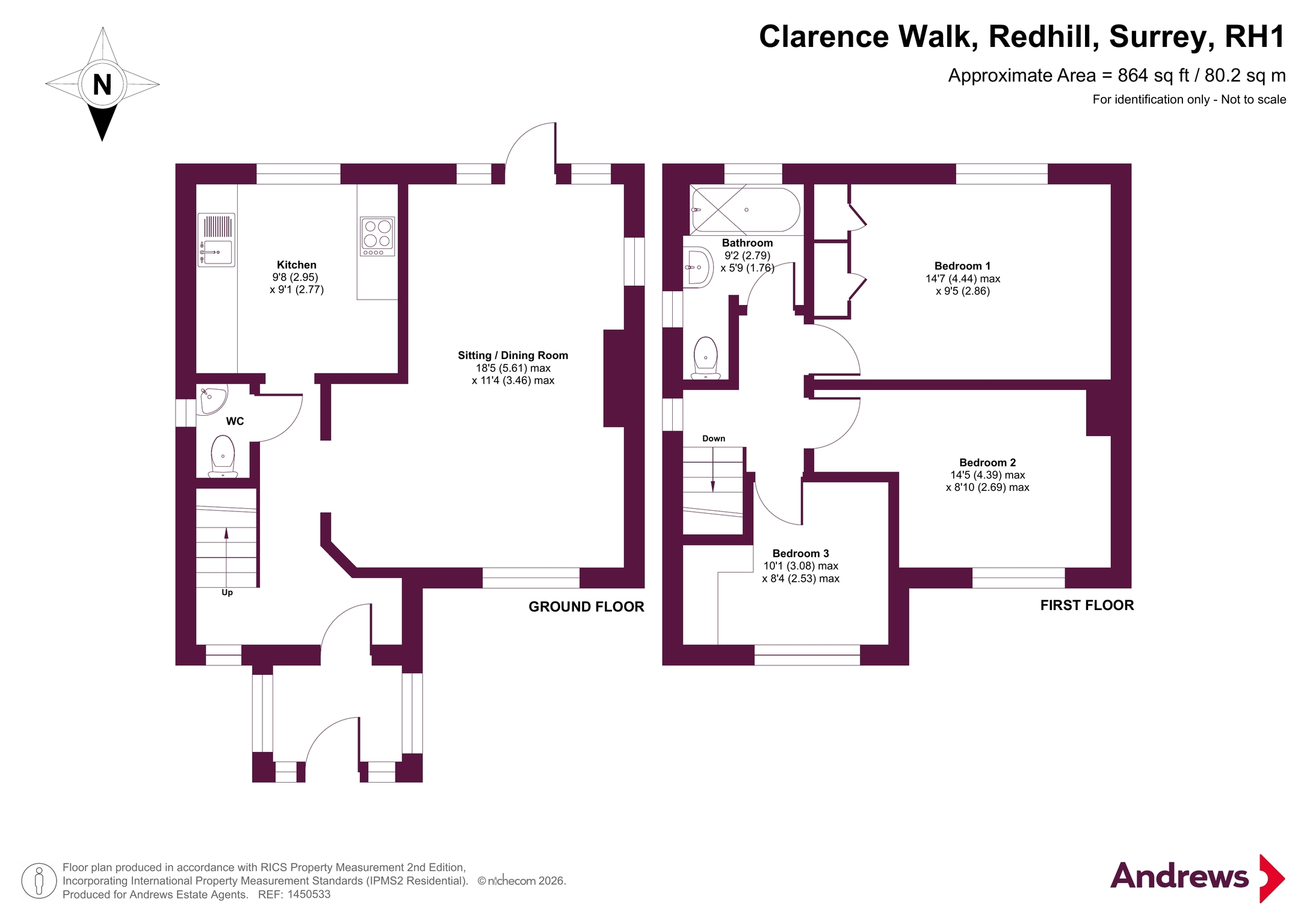 78, Clarence Walk, Surrey floorplan