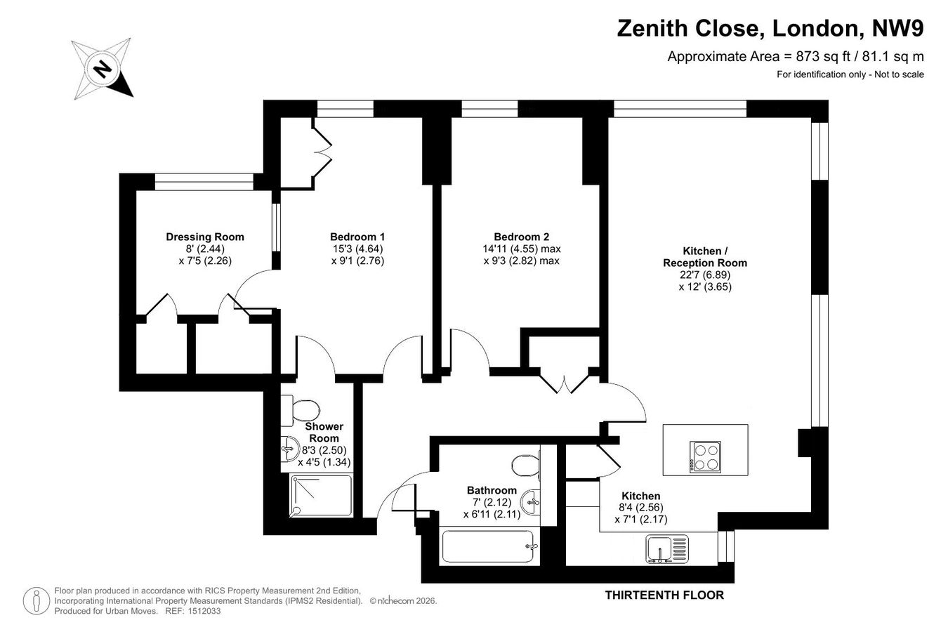 Flat Sixty Four at Fifteen, Zenith Close, London floorplan