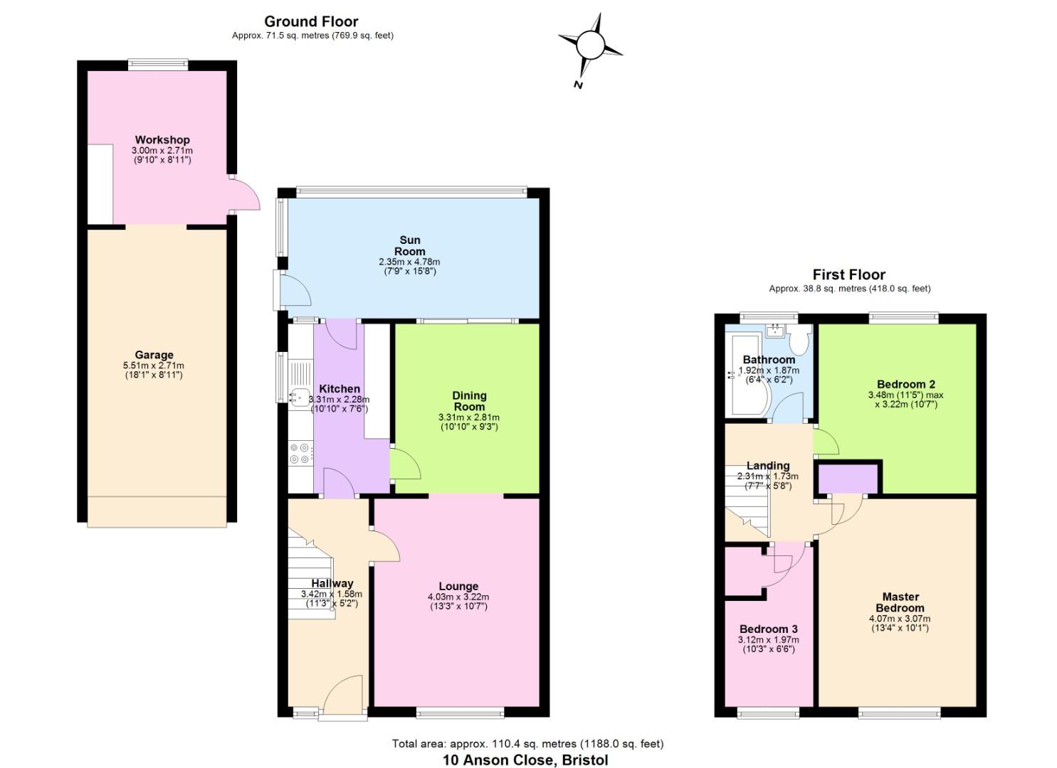 10, Anson Close, Bristol floorplan