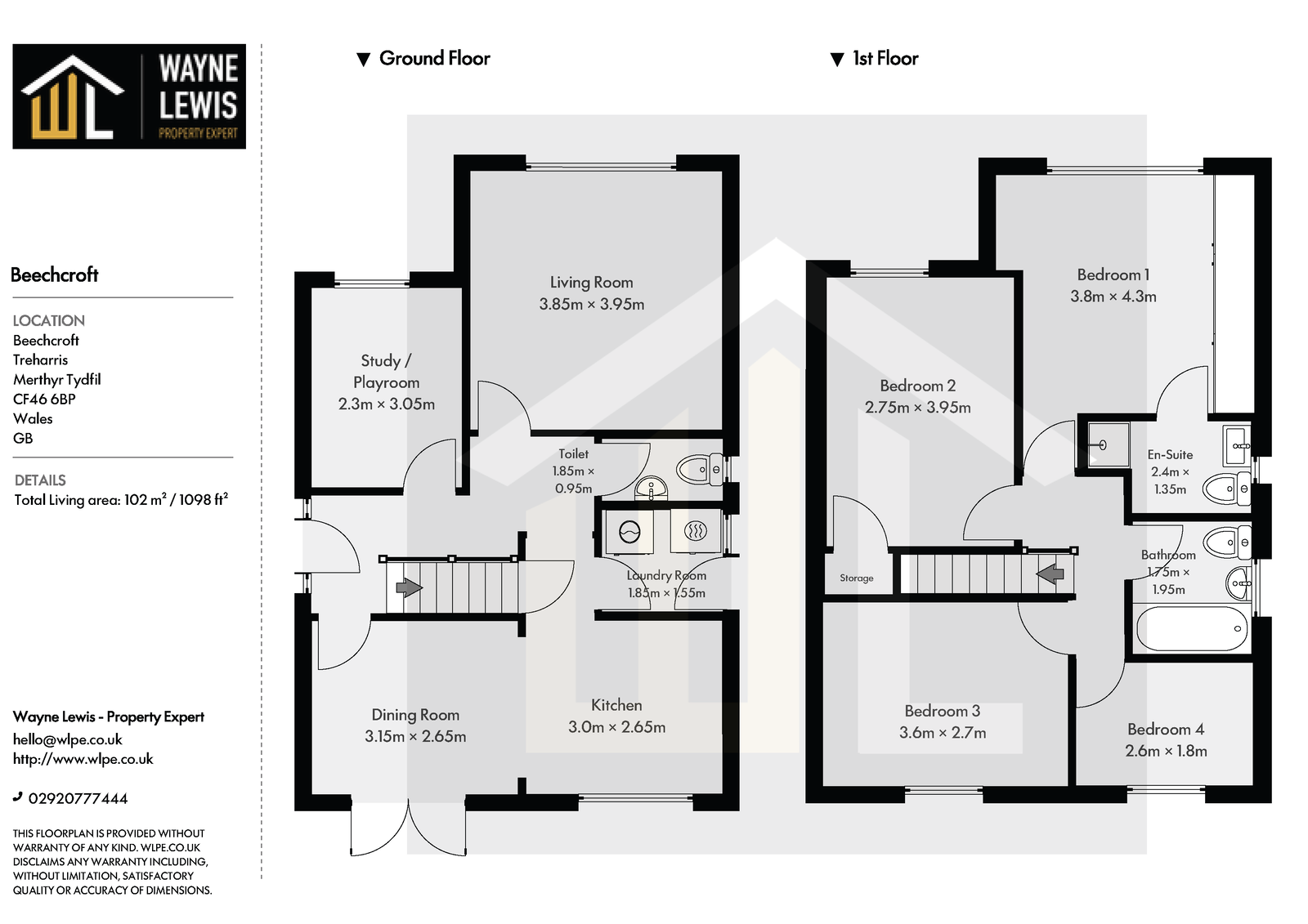 13, Beechcroft, Treharris floorplan