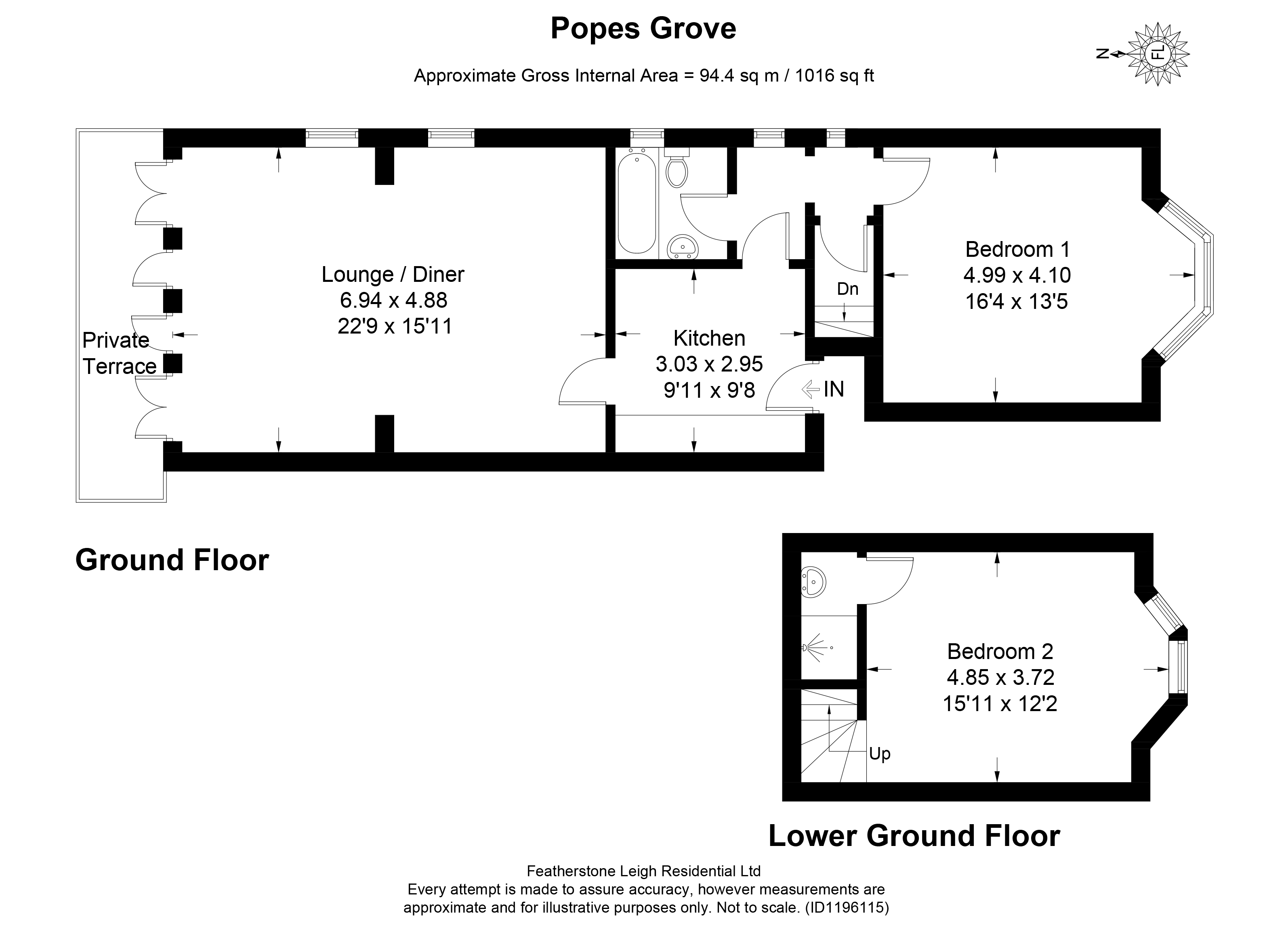 Flat 2, 53, Popes Grove, Twickenham floorplan