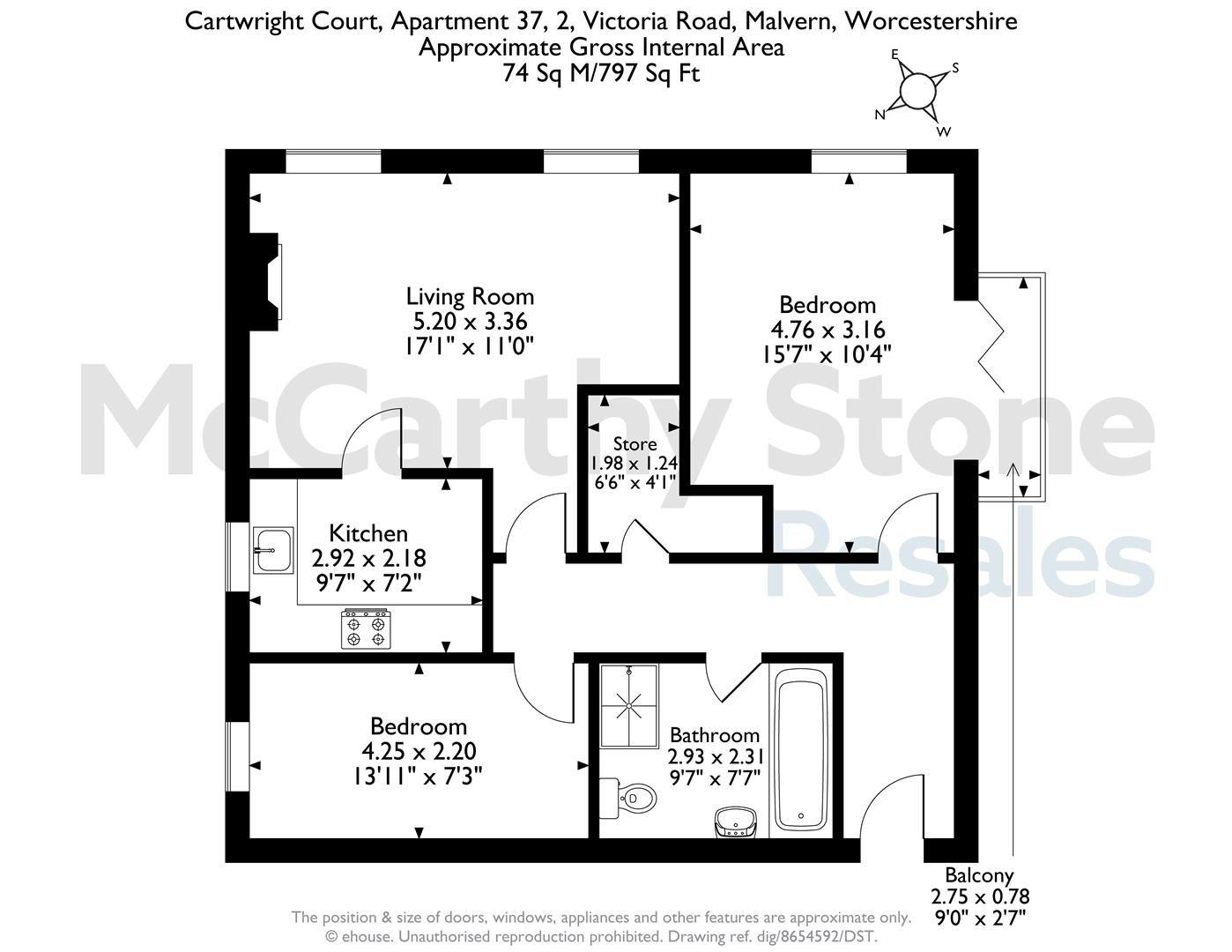 37 Cartwright Court, 2 Victoria Road, Malvern floorplan